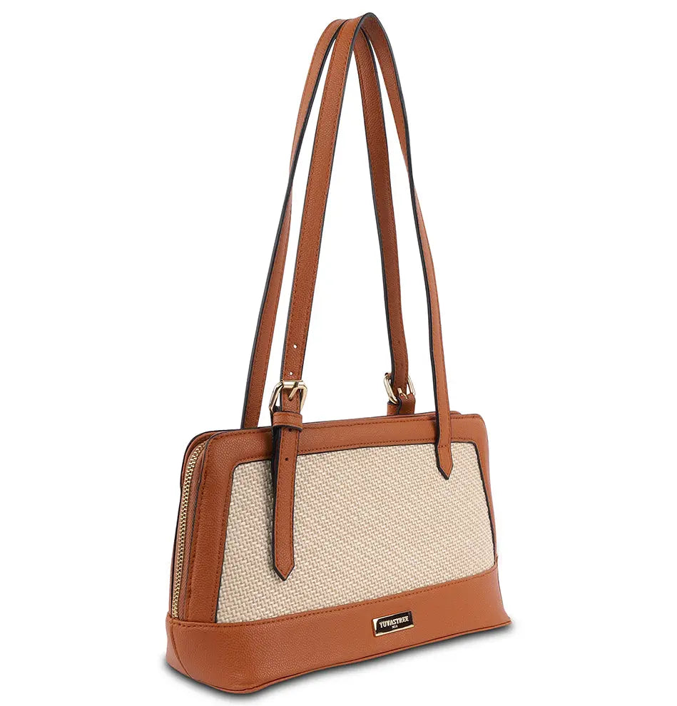 Liora Jute Shoulder Bag - Tan YuvaStree