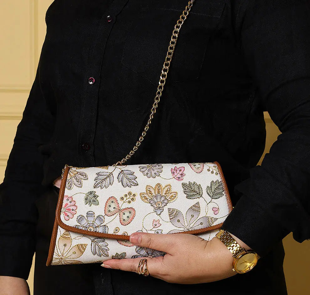 Elisa wallet sling - Caramel Ivory YuvaStree