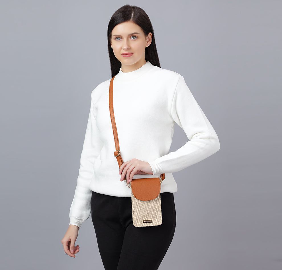Pixel Jute Mobile Sling - Tan