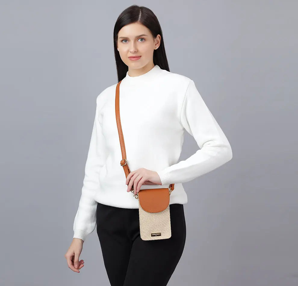 Pixel Jute Mobile Sling - Tan YuvaStree