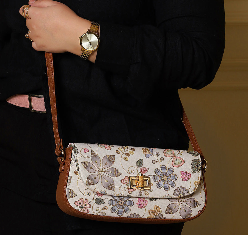 Saira Crossbody Bag - Caramel Ivory