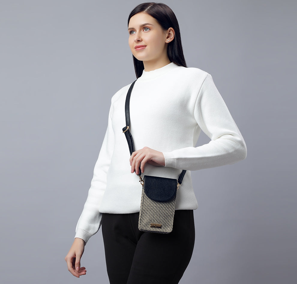Pixel Jute Mobile Sling - Black