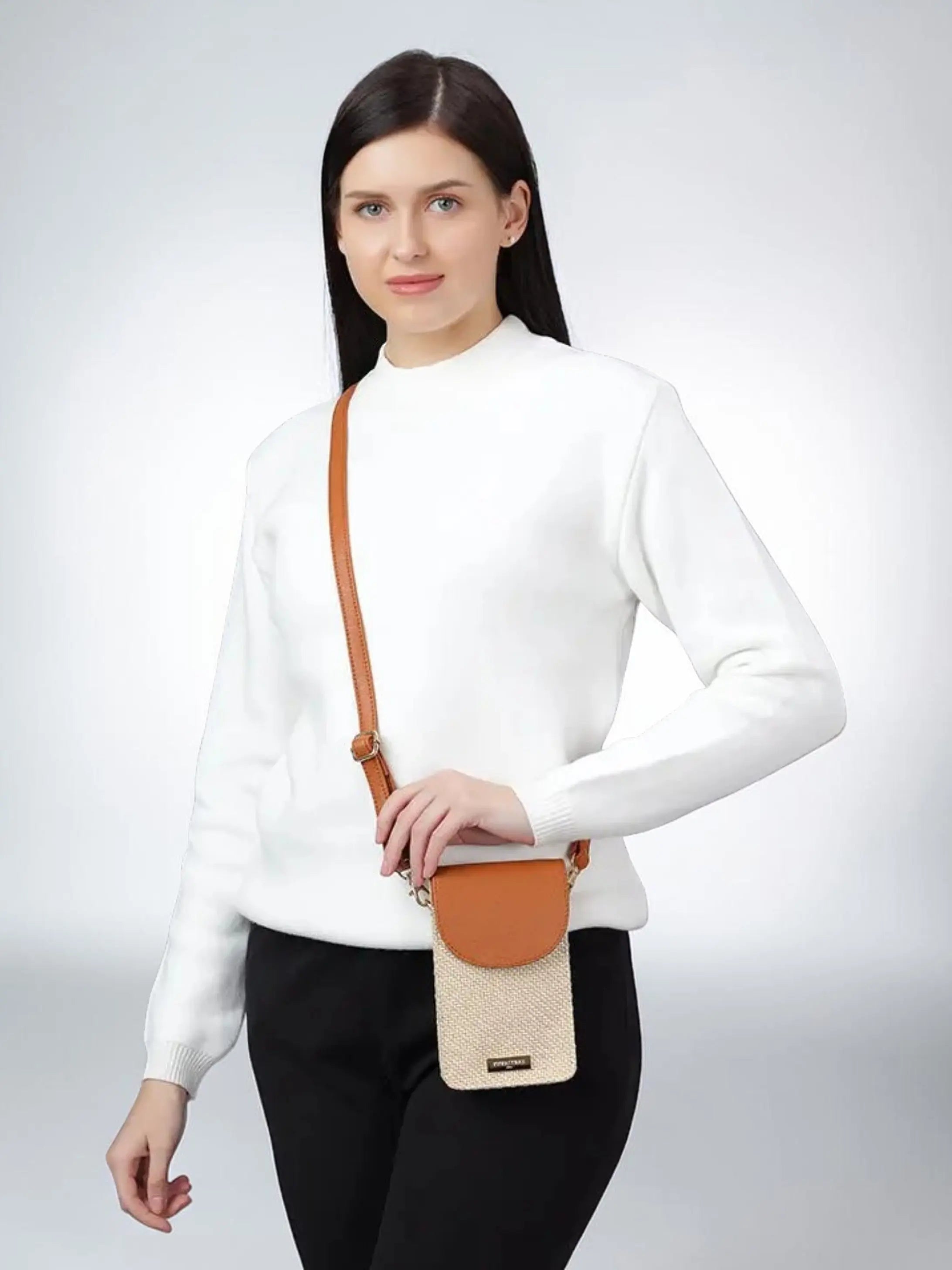 Pixel Jute Mobile Sling - Tan YuvaStree