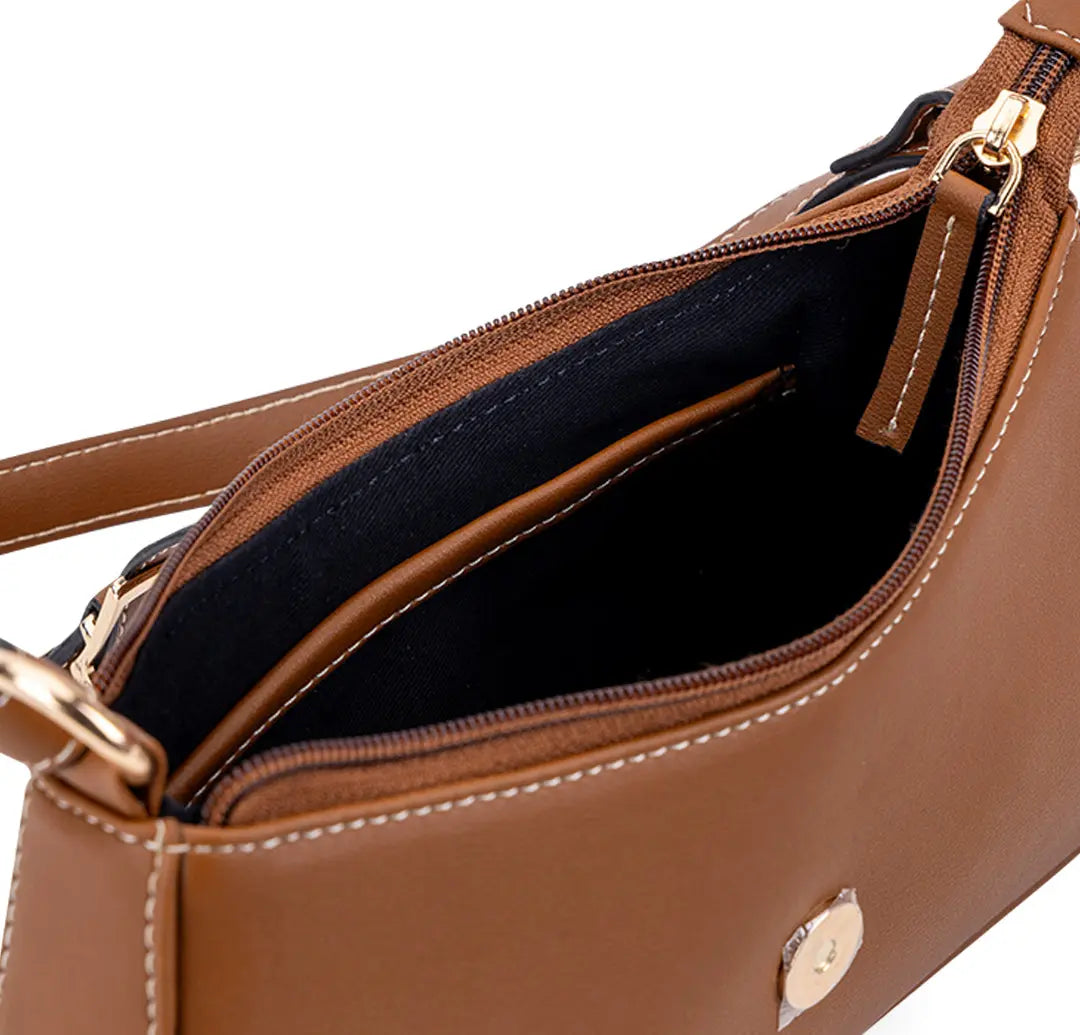 Sleek Baguette Bag - Tan YuvaStree