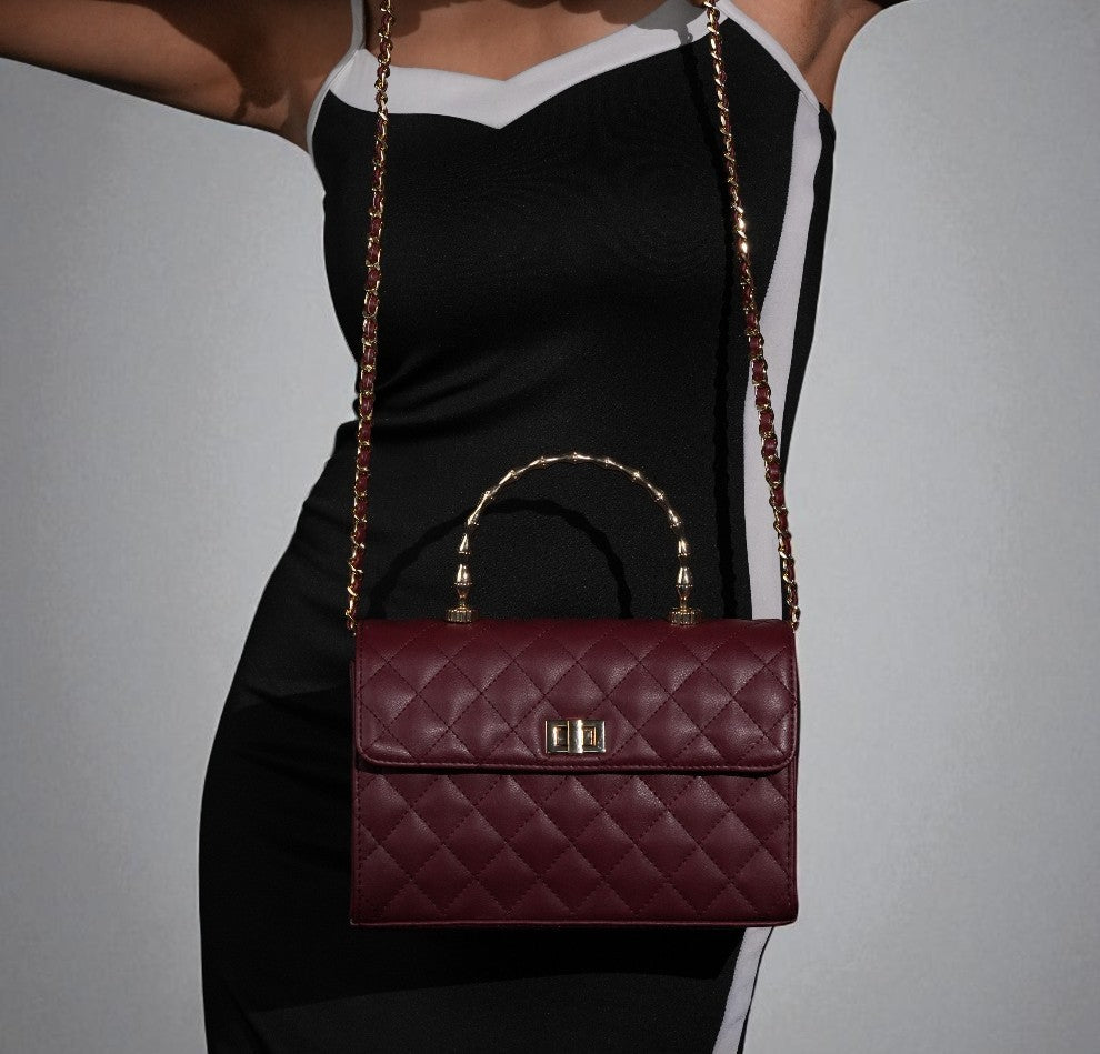 Elara Top handle Bag - Wine
