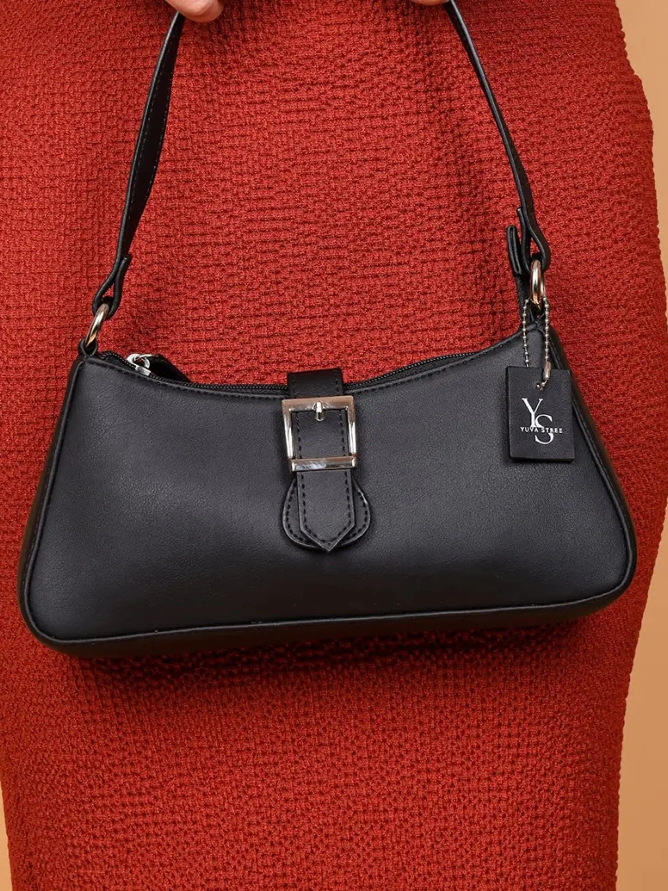Sleek Baguette Bag - Black YuvaStree