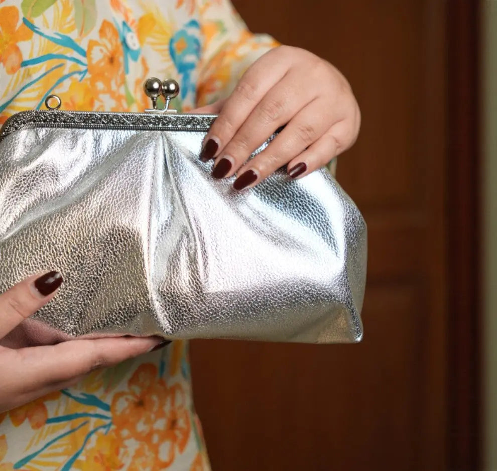 Aria Clutch - Silver YuvaStree