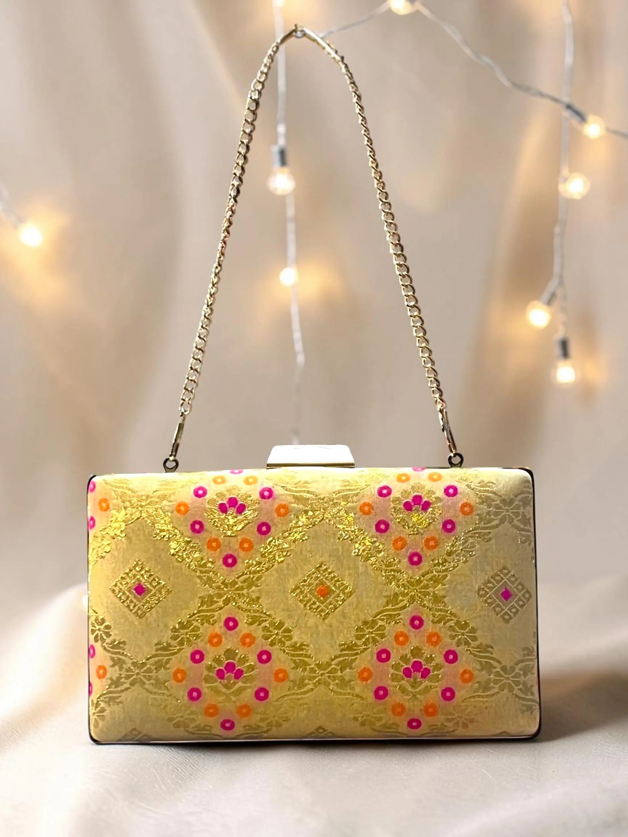 Annie Box Clutch - Beige Gold YuvaStree