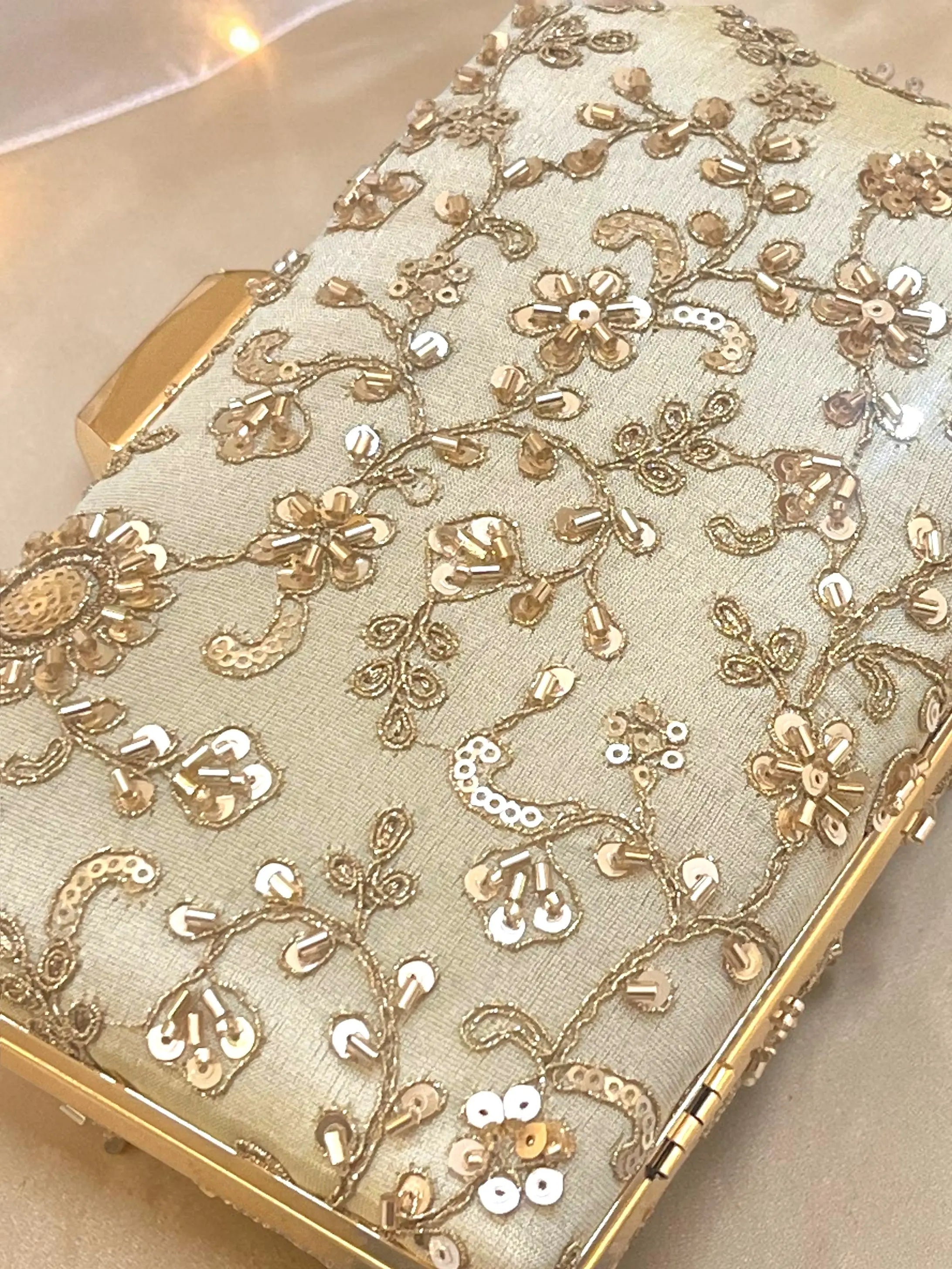 Annie Box Clutch - Gold YuvaStree