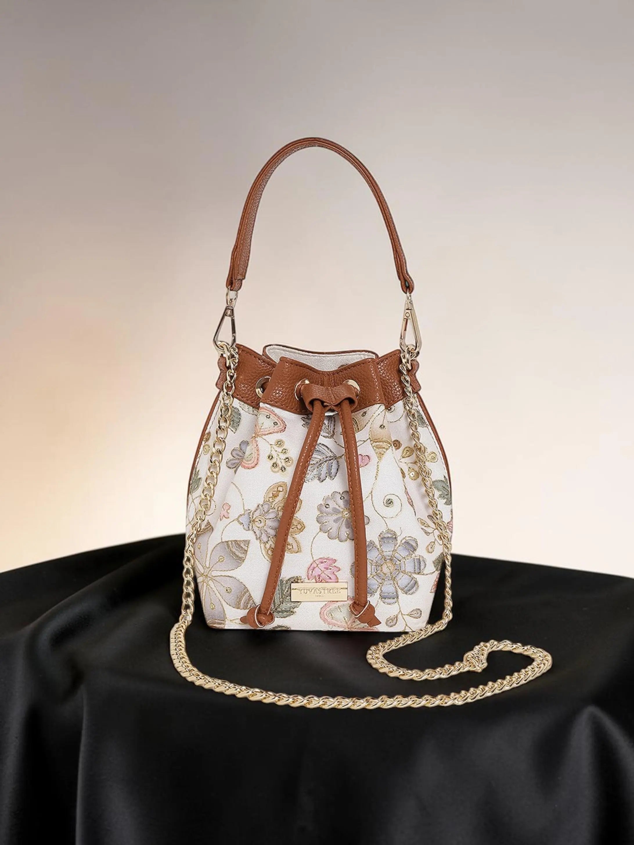 Evaara Bucket Bag - Caramel Ivory YuvaStree