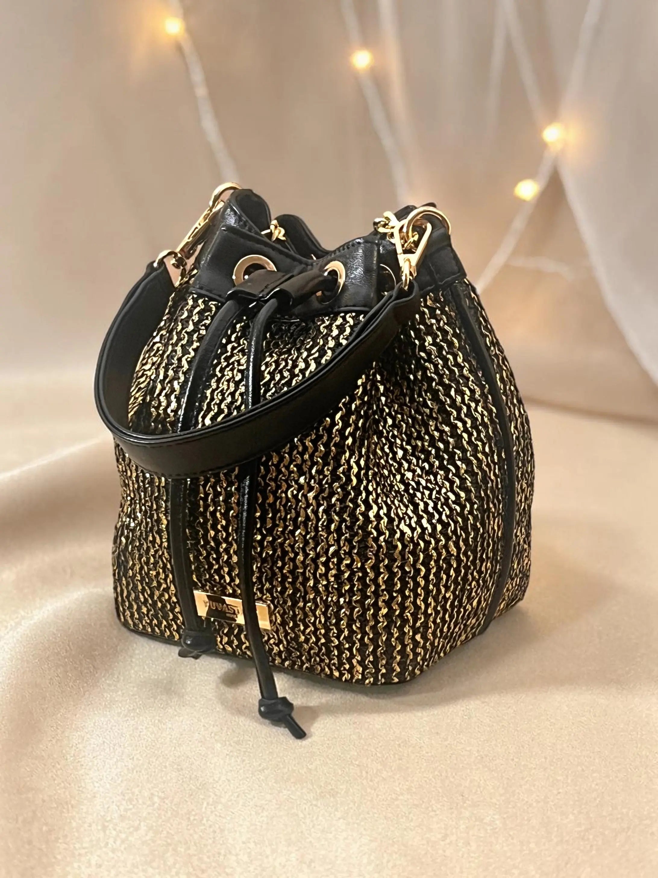 The Evaara Bucket Bag combo - Antique Rose & Midnight Gold Set of 2 YuvaStree