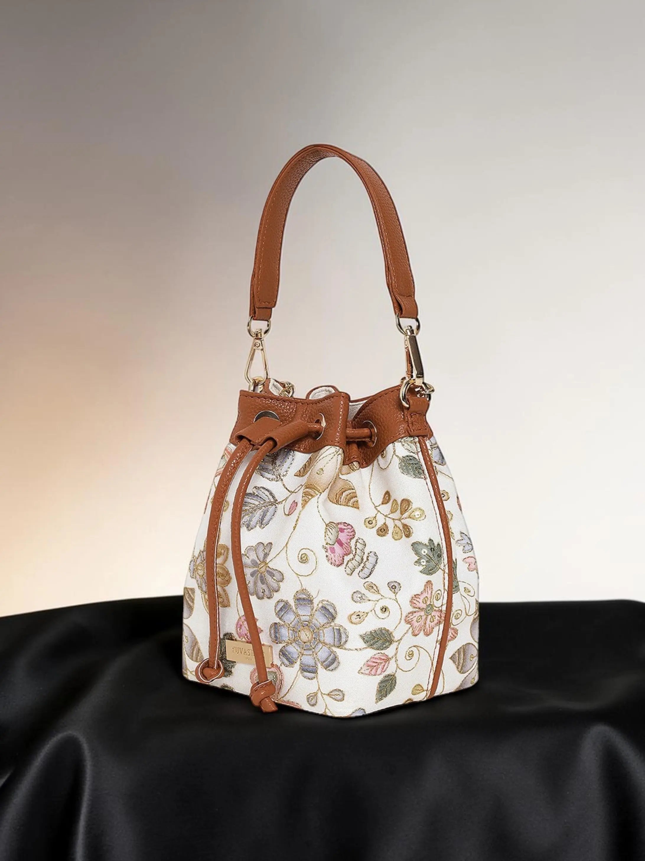Evaara Bucket Bag - Caramel Ivory YuvaStree
