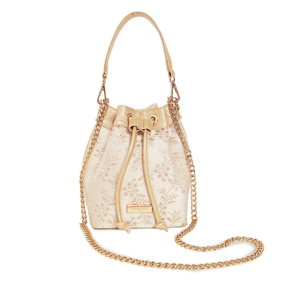 Evaara Bucket Bag - Off White Gold