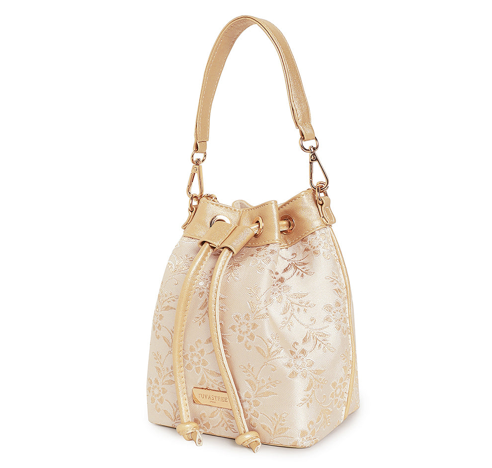 Evaara Bucket Bag - Off White Gold