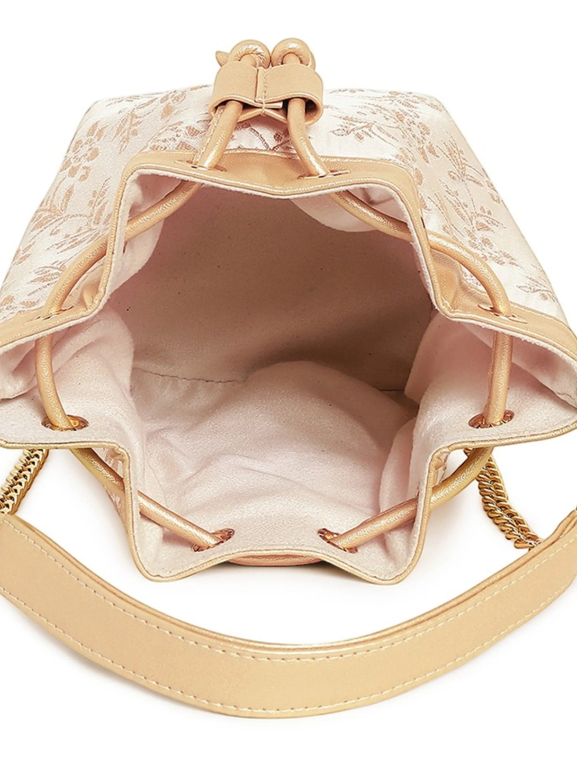 Evaara Bucket Bag - Off White Gold YuvaStree
