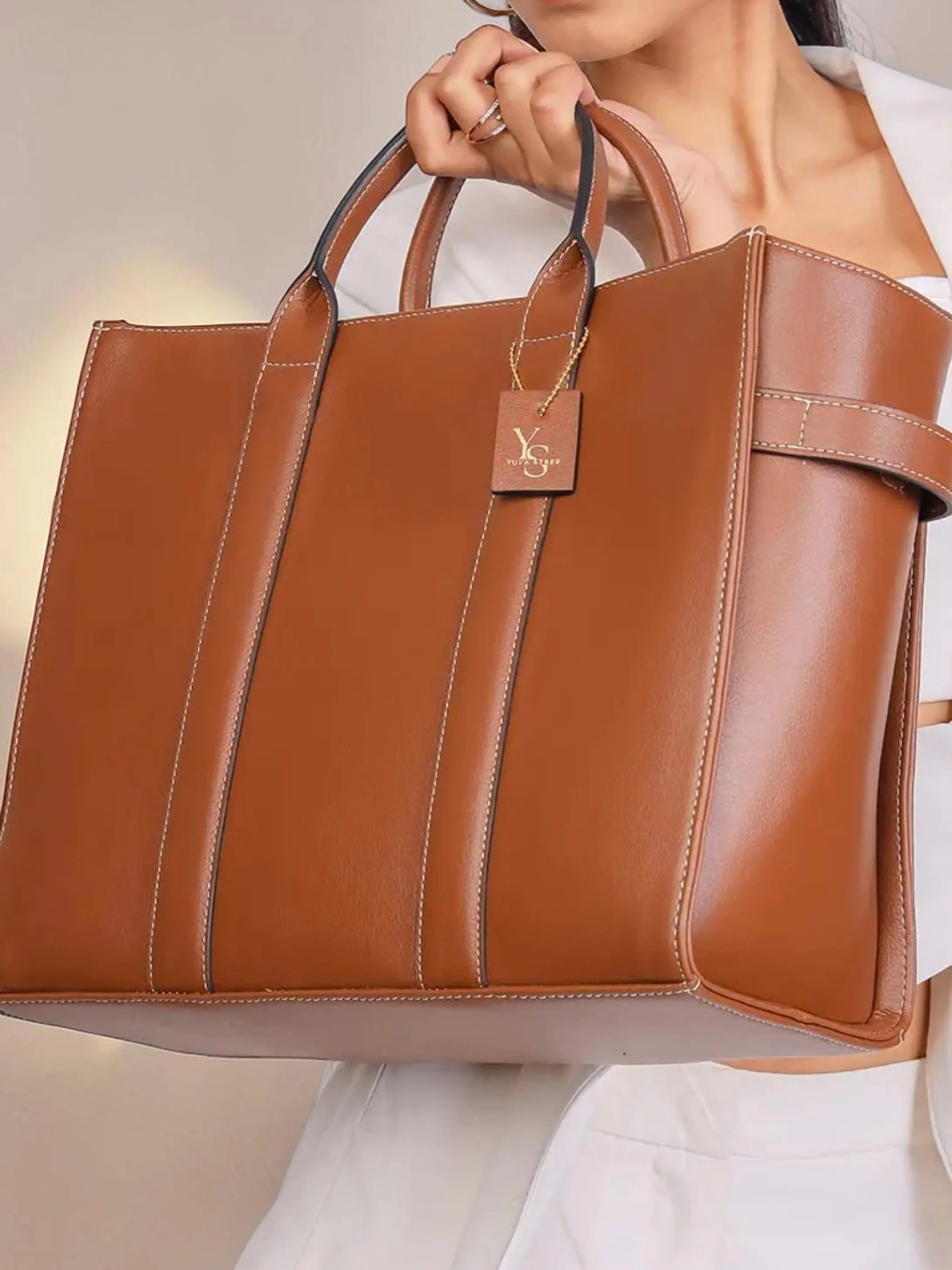 Elan Box Tote Bag - Mocha YuvaStree