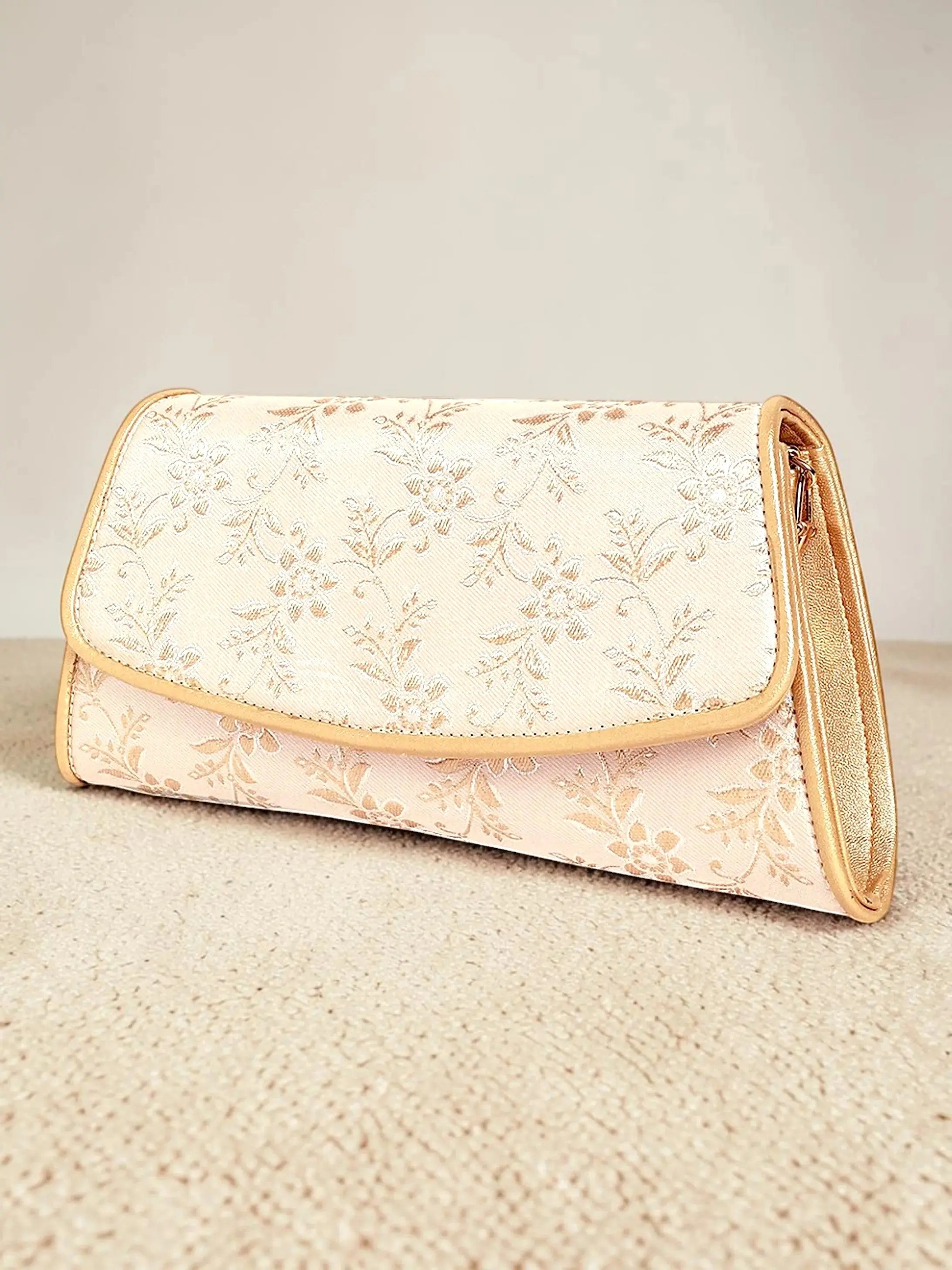 Elisa wallet sling - Off White Gold YuvaStree