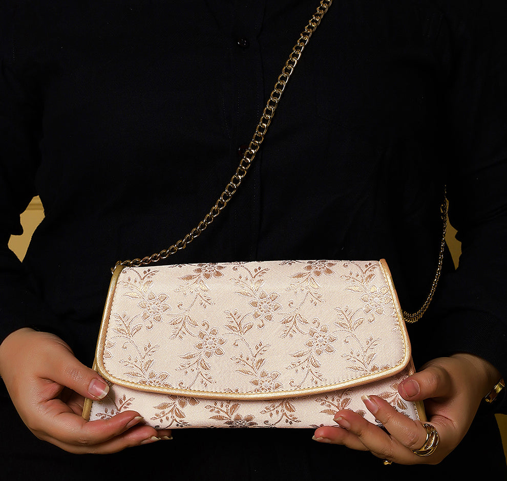 Elisa wallet sling - Off White Gold