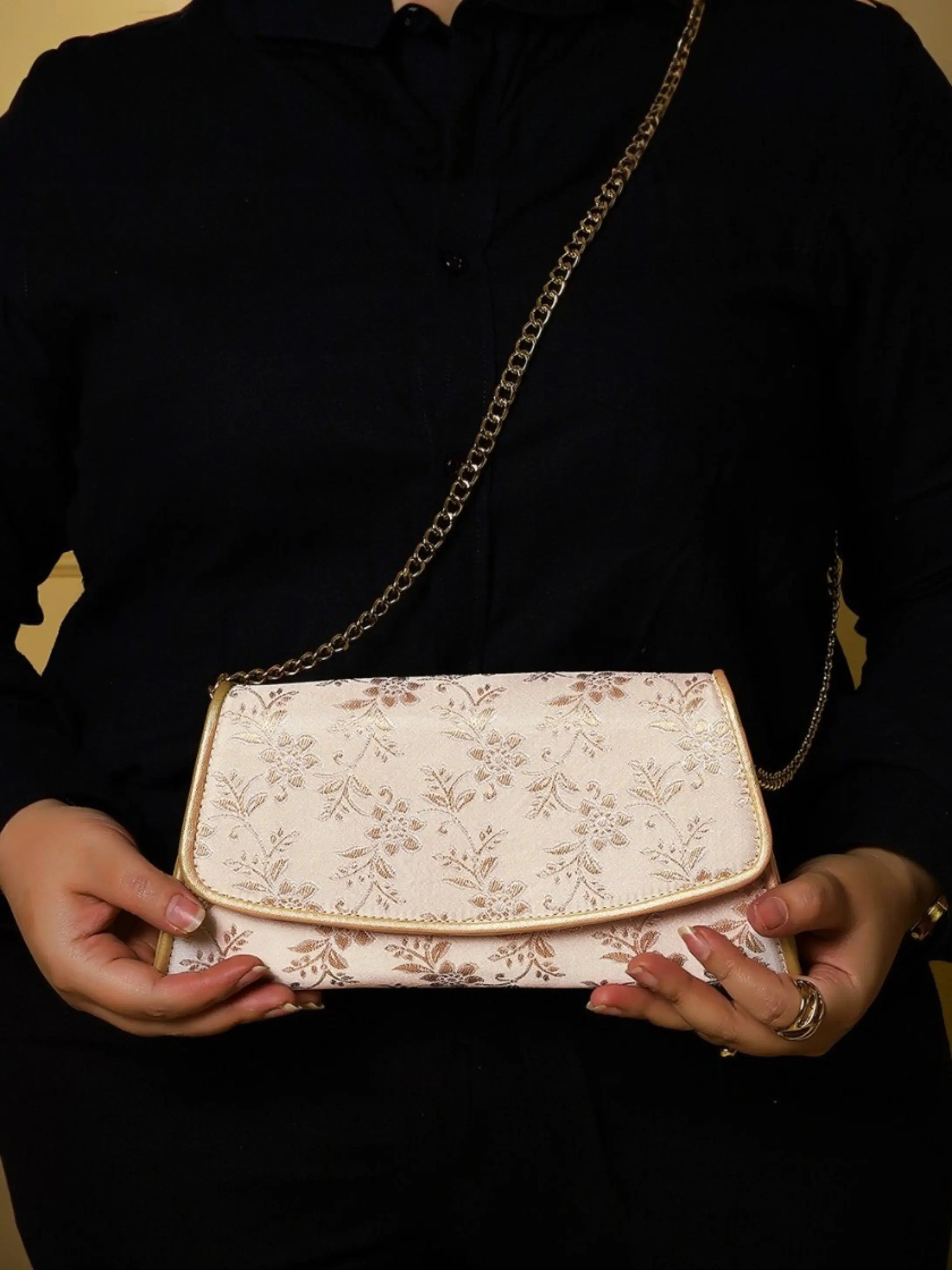 Elisa wallet sling - Off White Gold YuvaStree