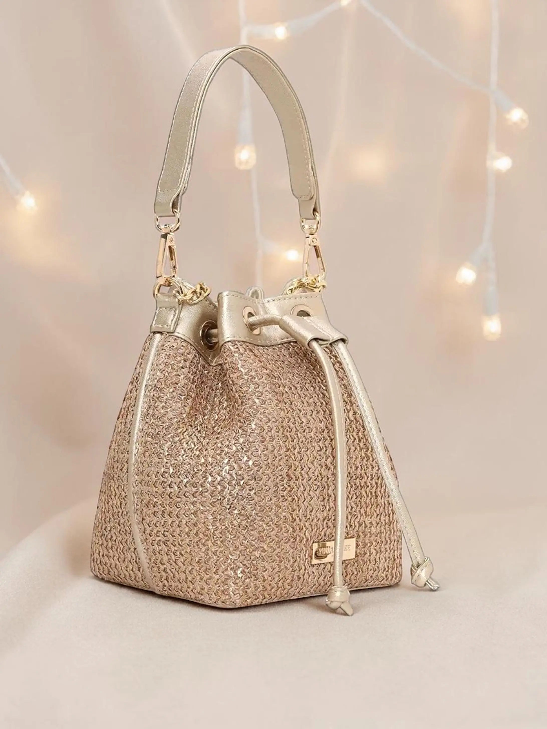 Bestseller Combo - Evaara Bucket Bag Antique Rose & Capsule Clutch Gold Set of 2 YuvaStree
