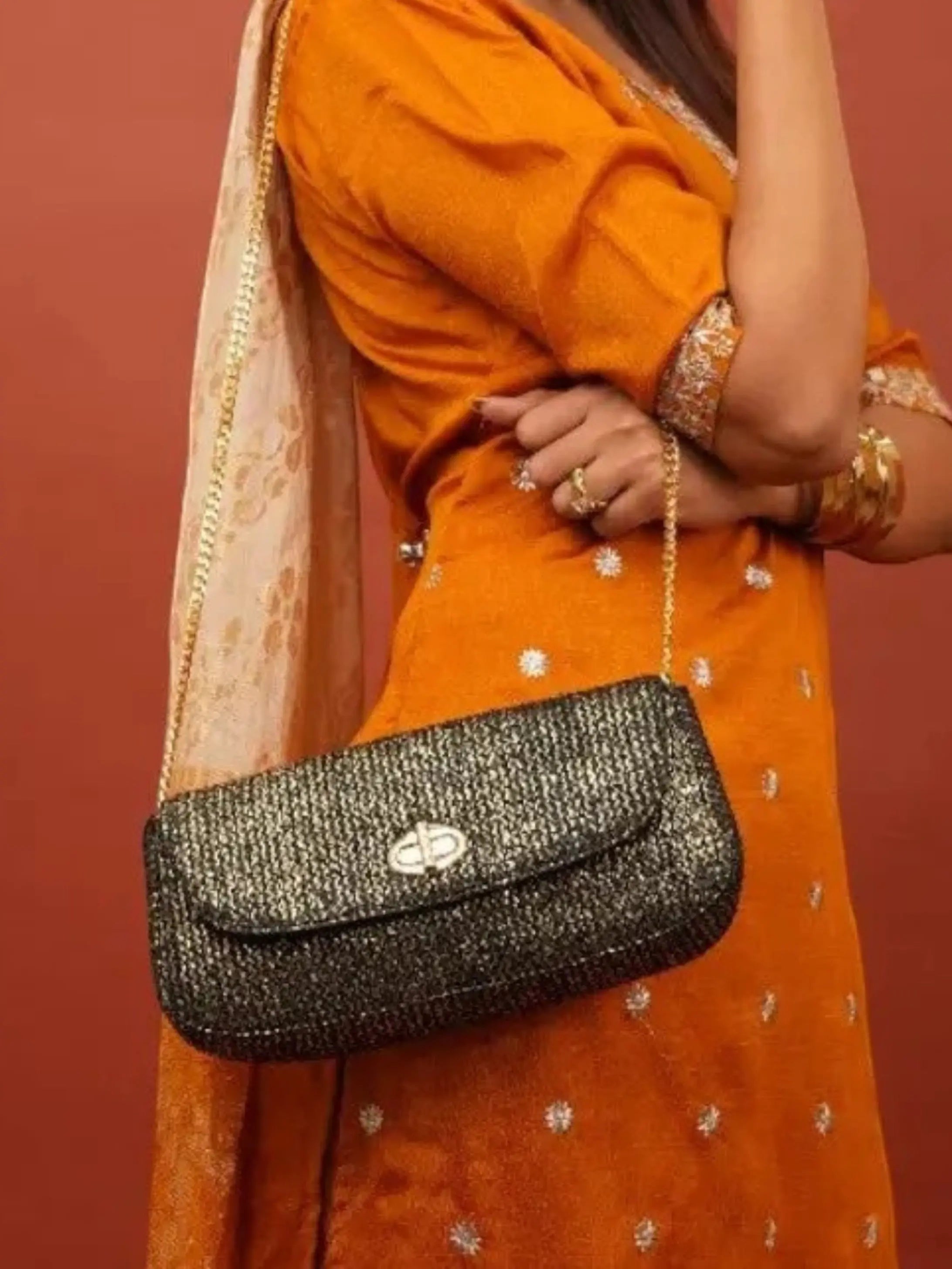 Elvina Clutch - Midnight Gold YuvaStree