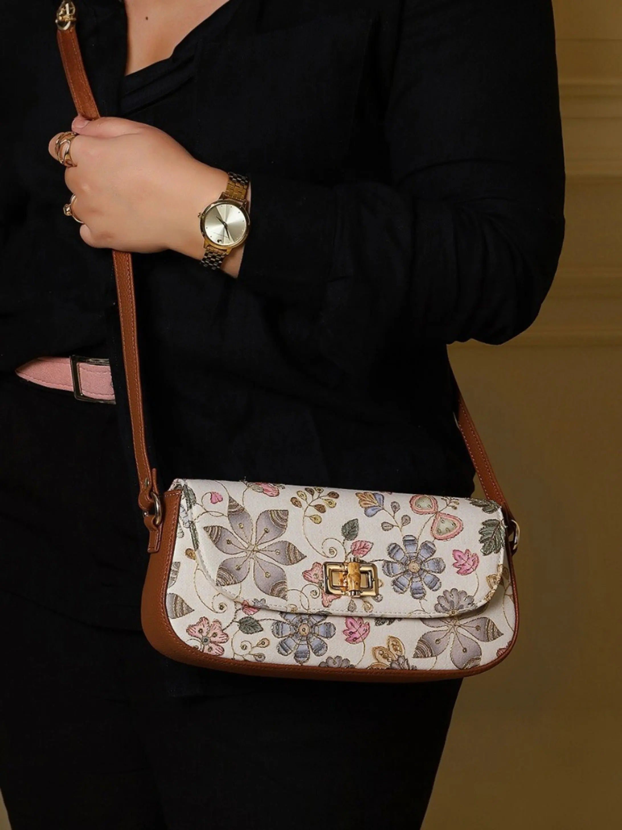 Saira Crossbody Bag - Caramel Ivory YuvaStree