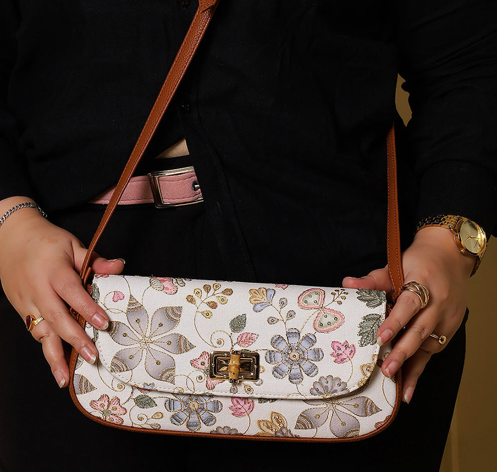 Saira Crossbody Bag - Caramel Ivory