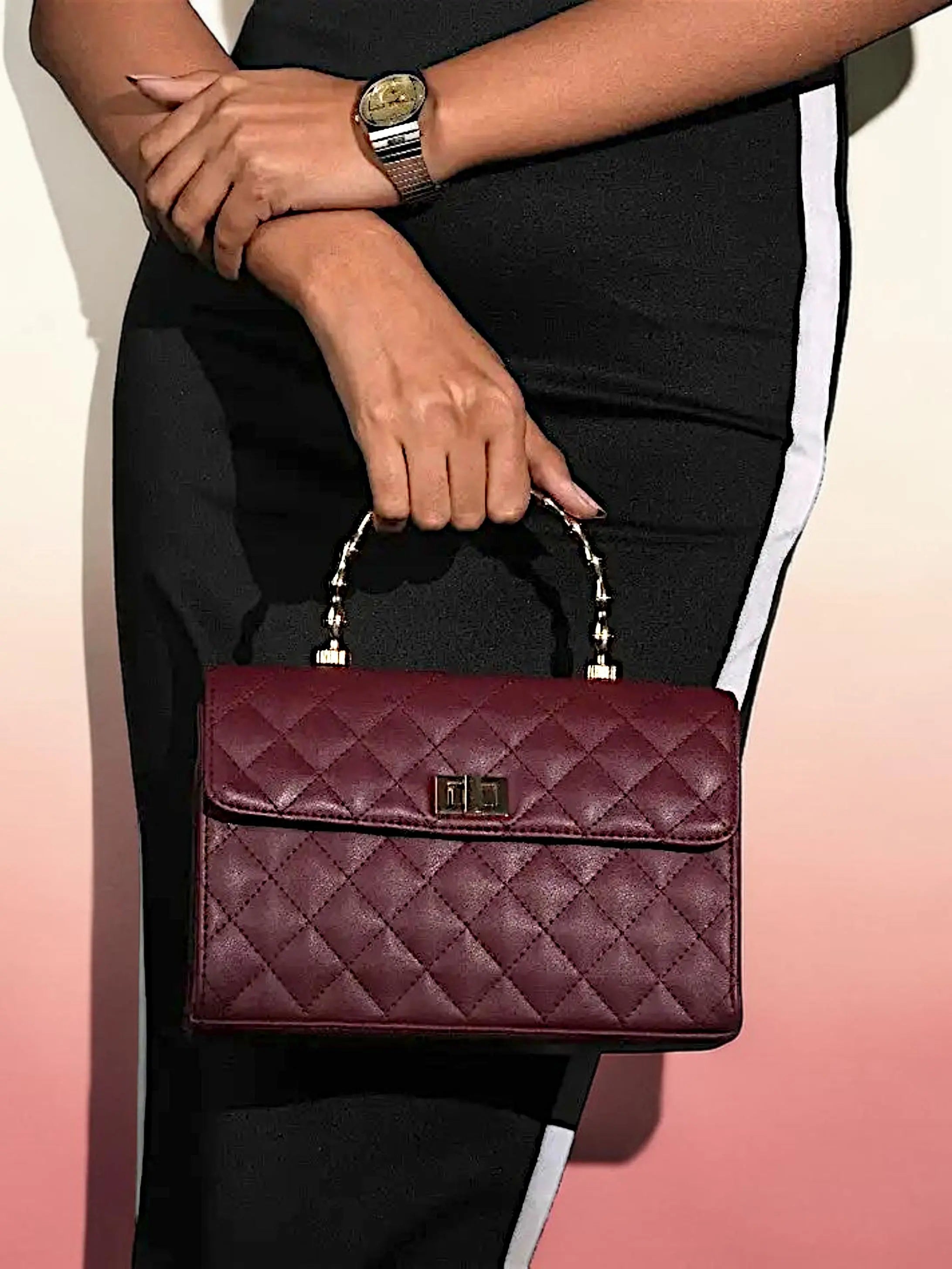 Elara Top Handle Bag - Wine YuvaStree