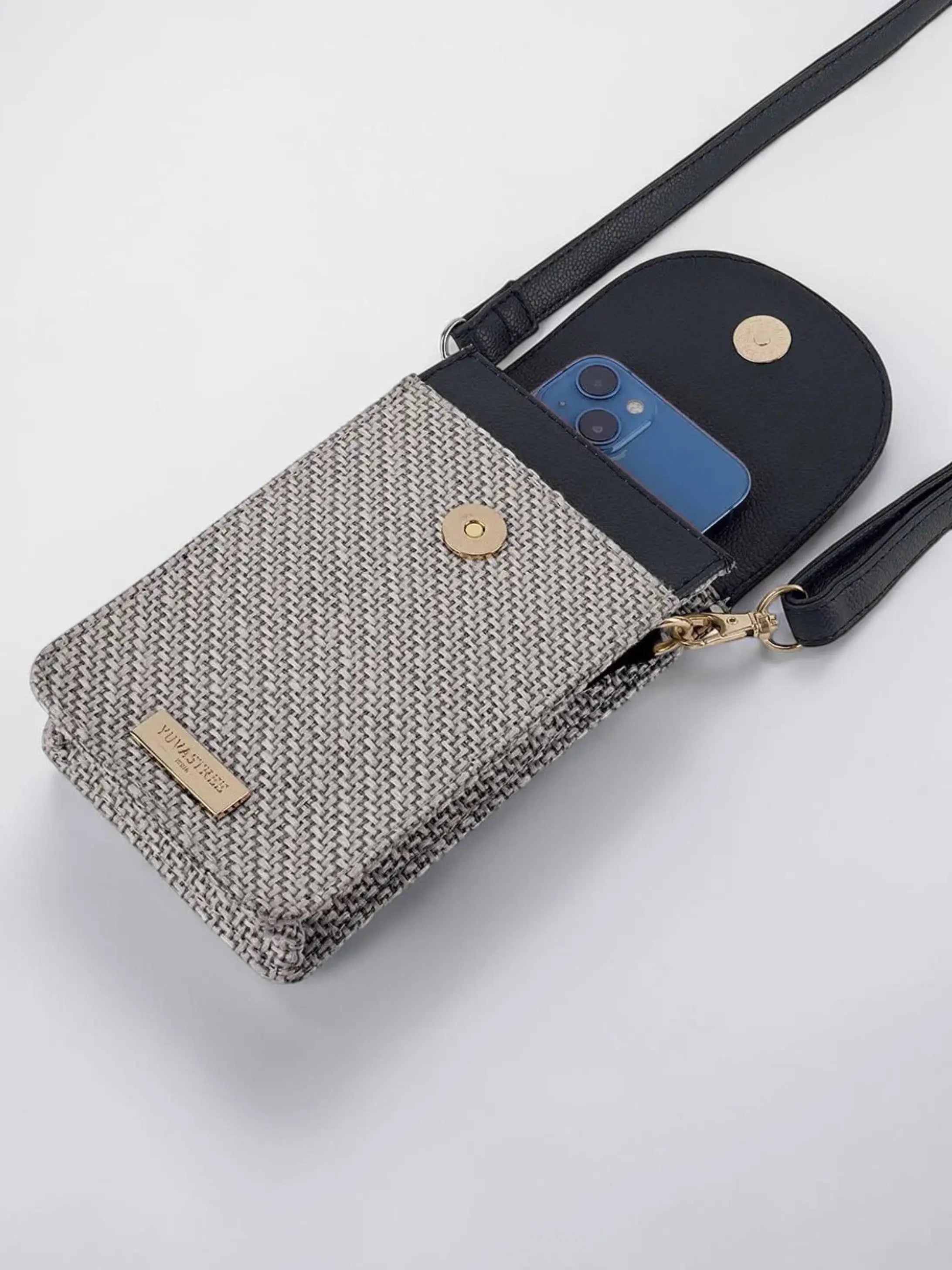 Pixel Jute Mobile Sling - Black YuvaStree