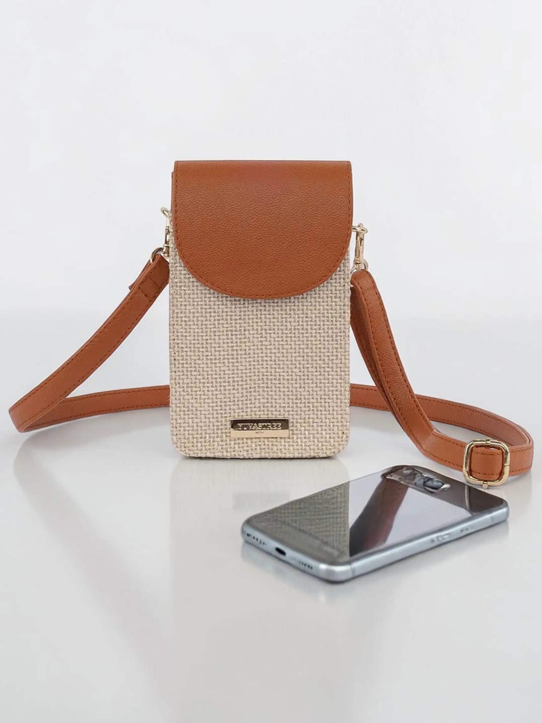 Pixel Jute Mobile Sling - Tan YuvaStree