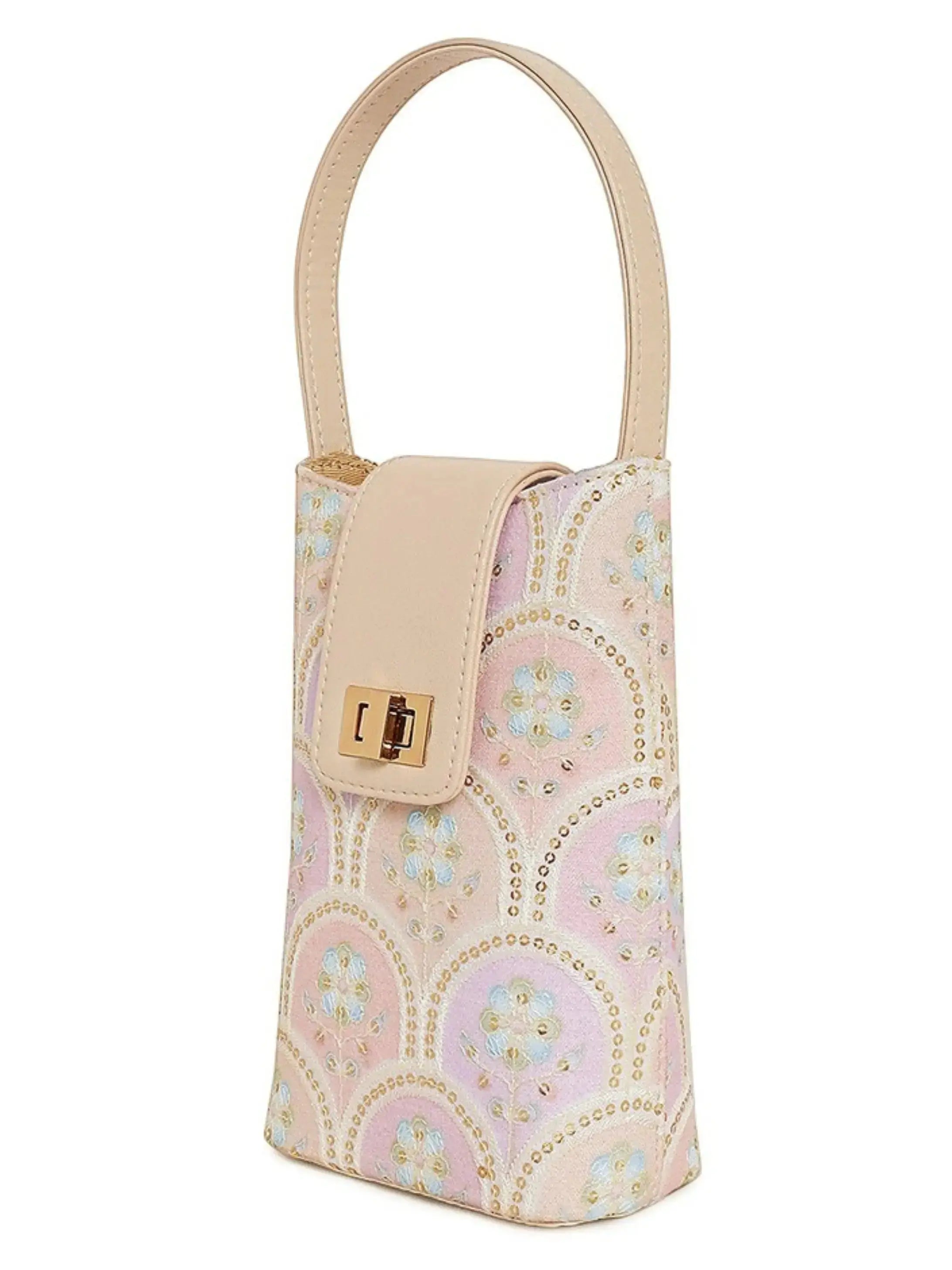 The Noor Trio - Noor Mini Sling Bag Caramel Ivory, Pearl Blush, Offwhite Gold Gift Set of 3 YuvaStree