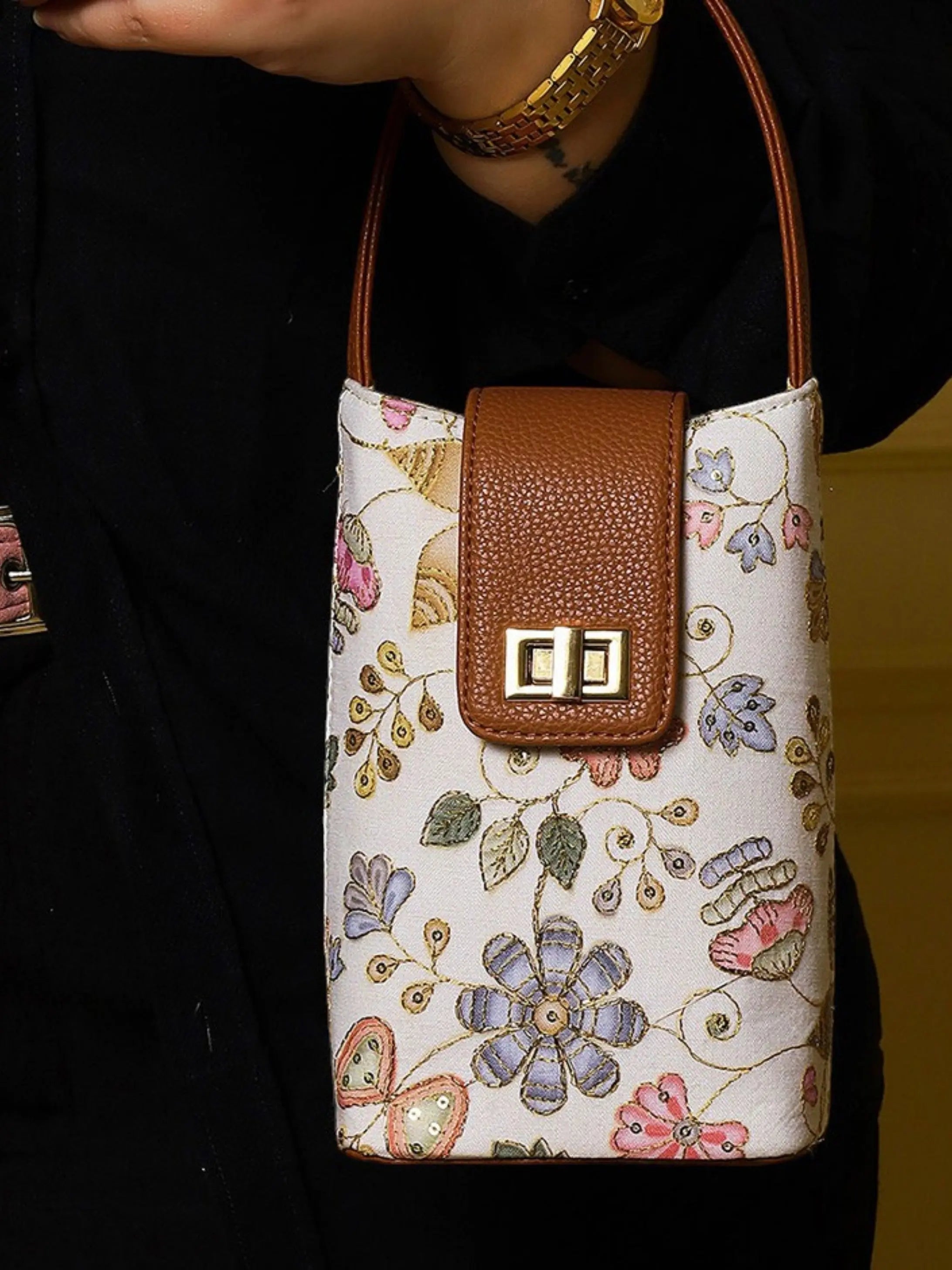 Noor Mini Sling Bag - Caramel Ivory YuvaStree