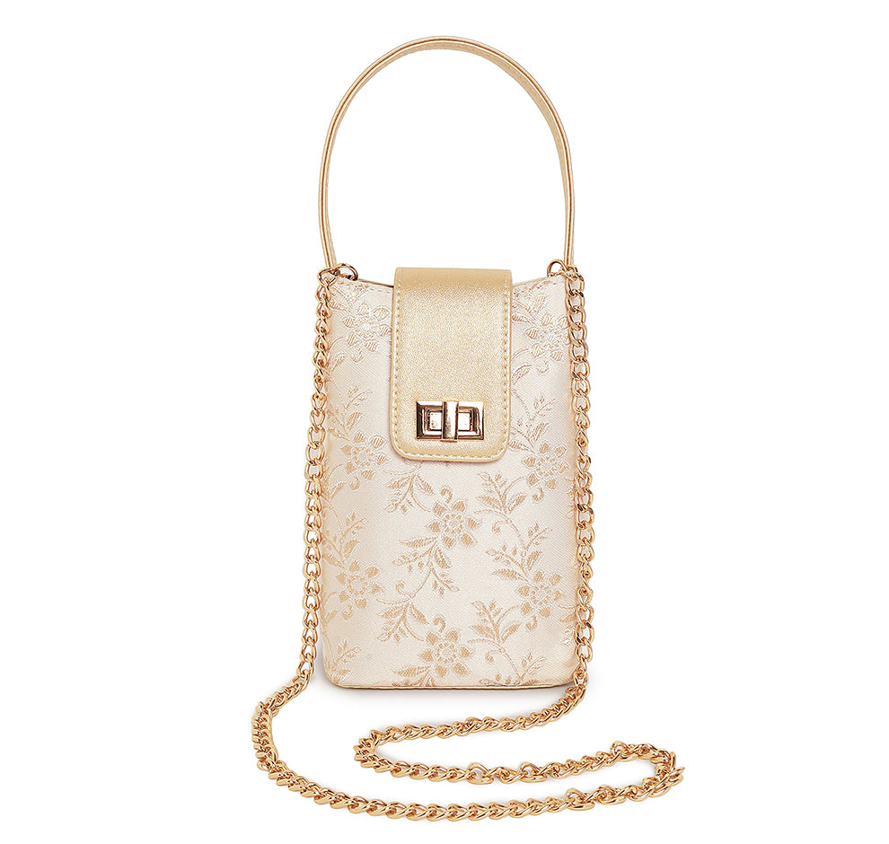 Noor Mini Sling Bag - Off white Gold