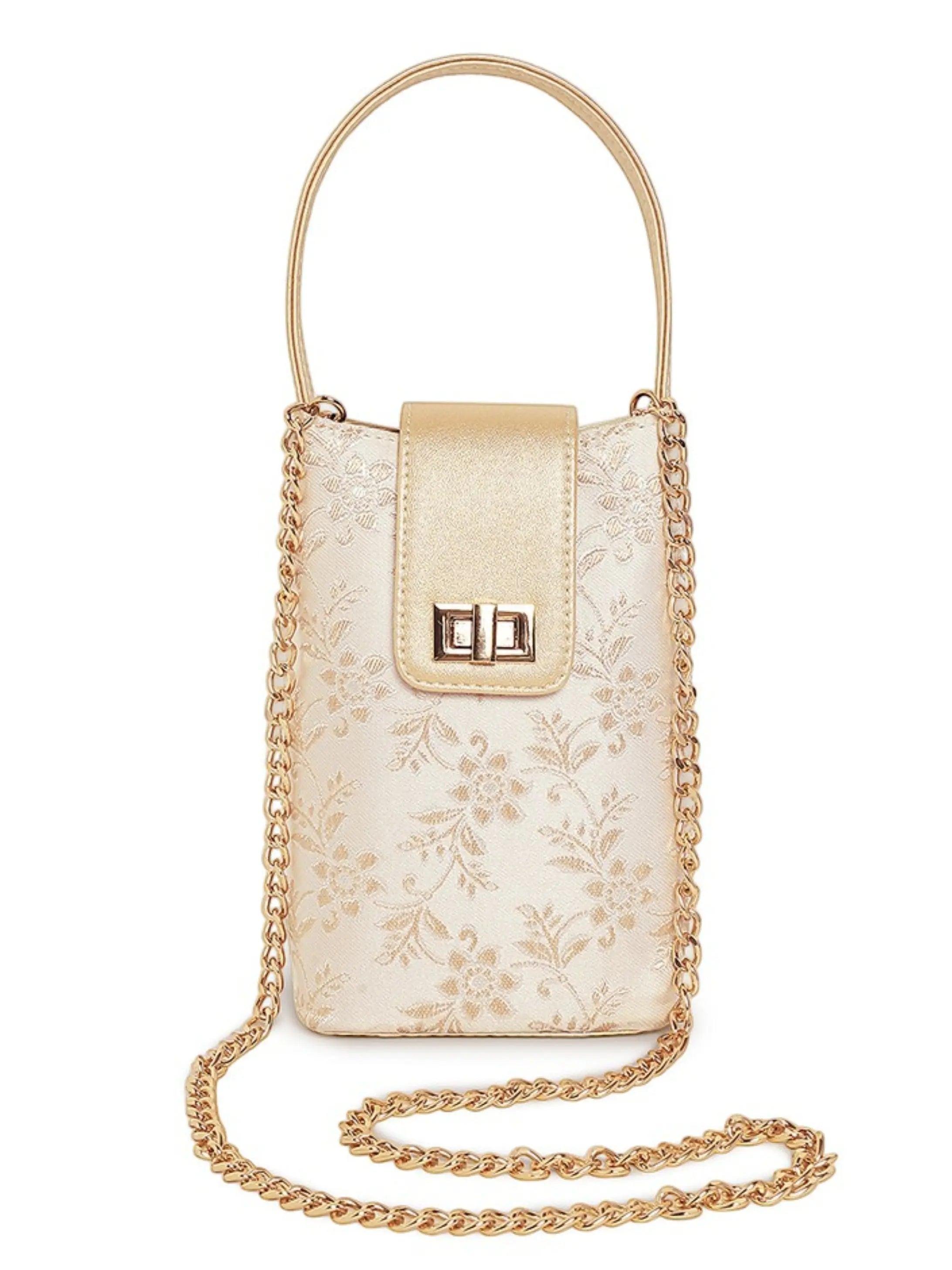 Noor Mini Sling Bag - Off white Gold YuvaStree