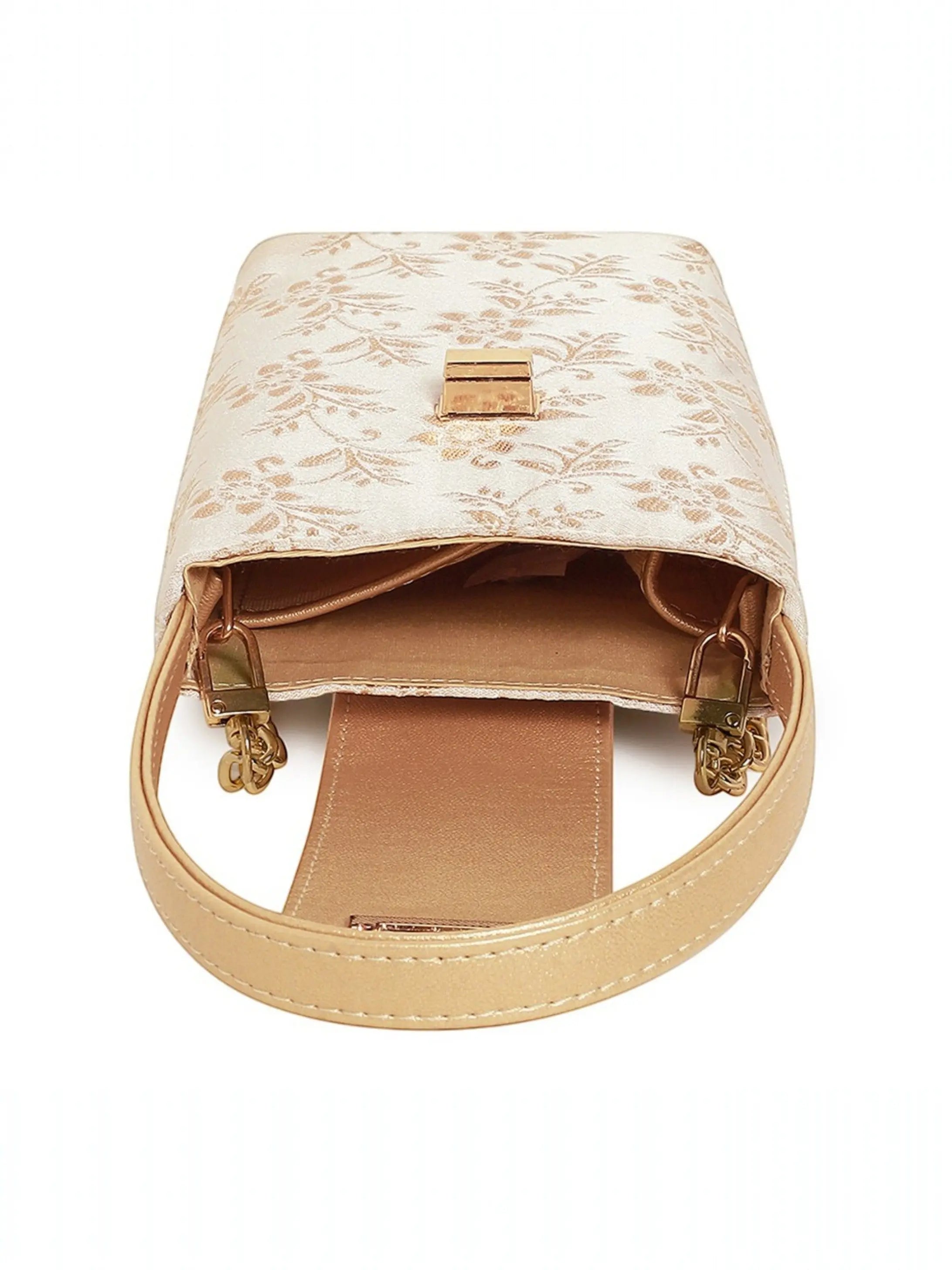 Noor Mini Sling Bag - Off white Gold YuvaStree