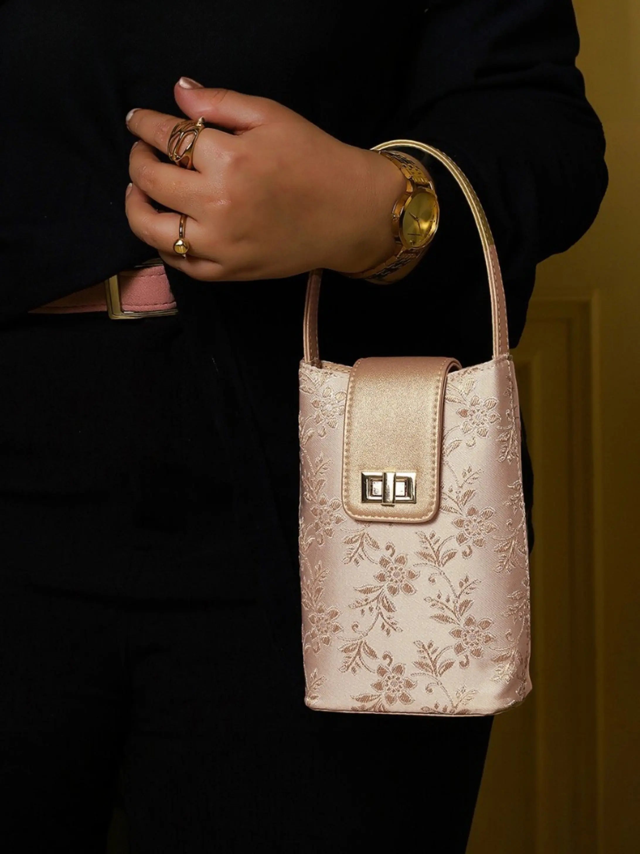 Noor Mini Sling Bag - Off white Gold YuvaStree
