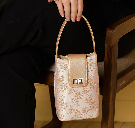 Noor Mini Sling Bag - Off white Gold