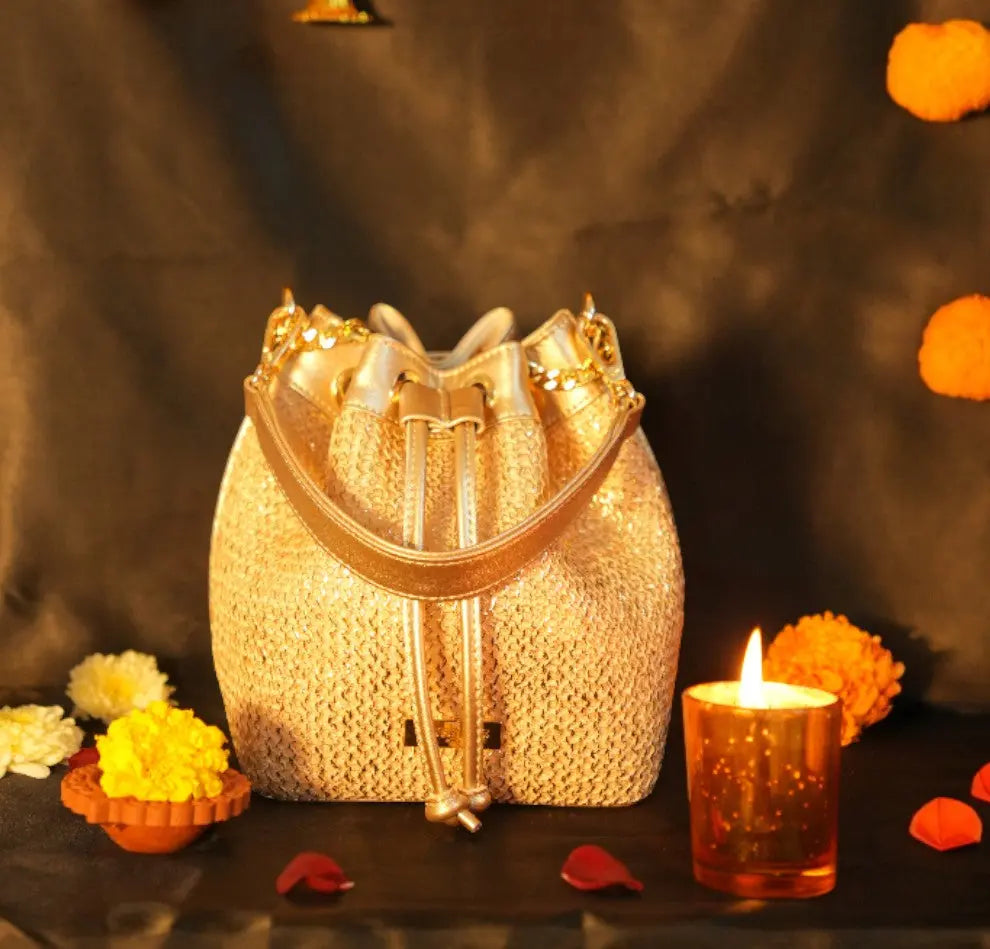 Evaara Bucket Bag - Classic Gold YuvaStree