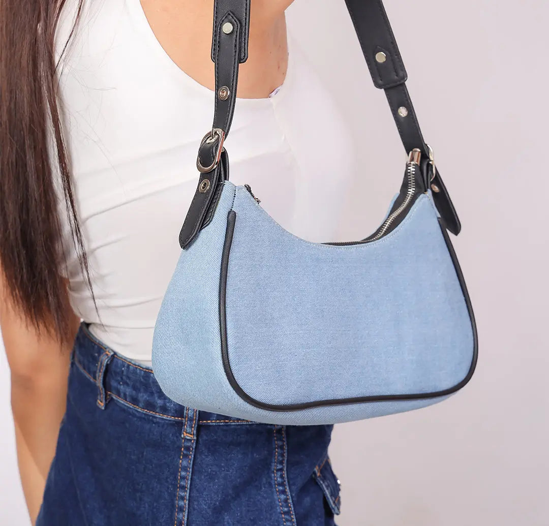 Denim Daze Hobo Bag - Blue Black YuvaStree