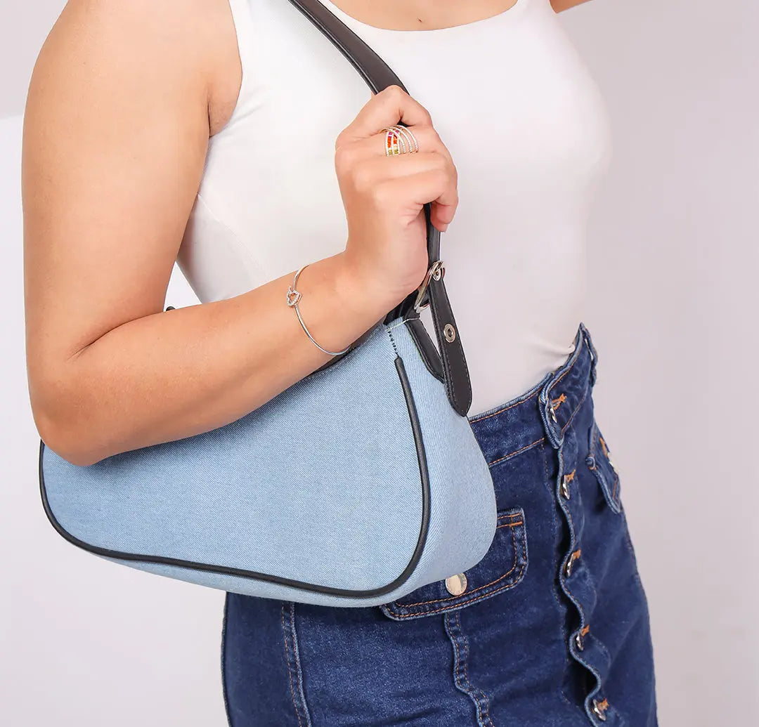 Denim Daze Hobo Bag - Blue Black YuvaStree