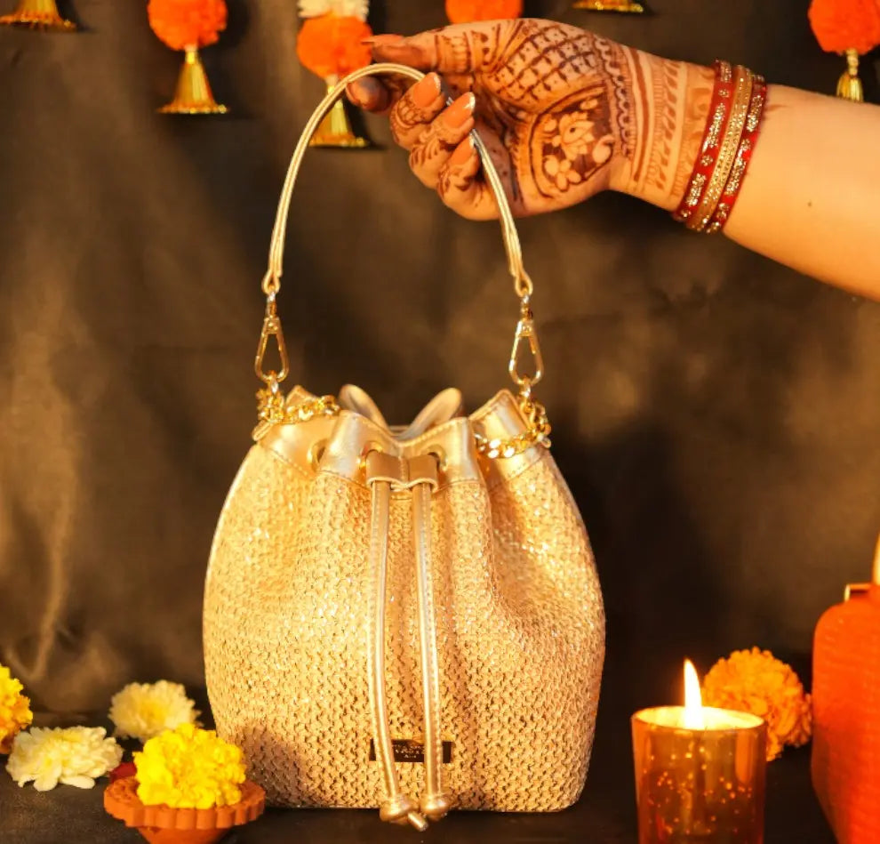 Evaara Bucket Bag - Classic Gold YuvaStree