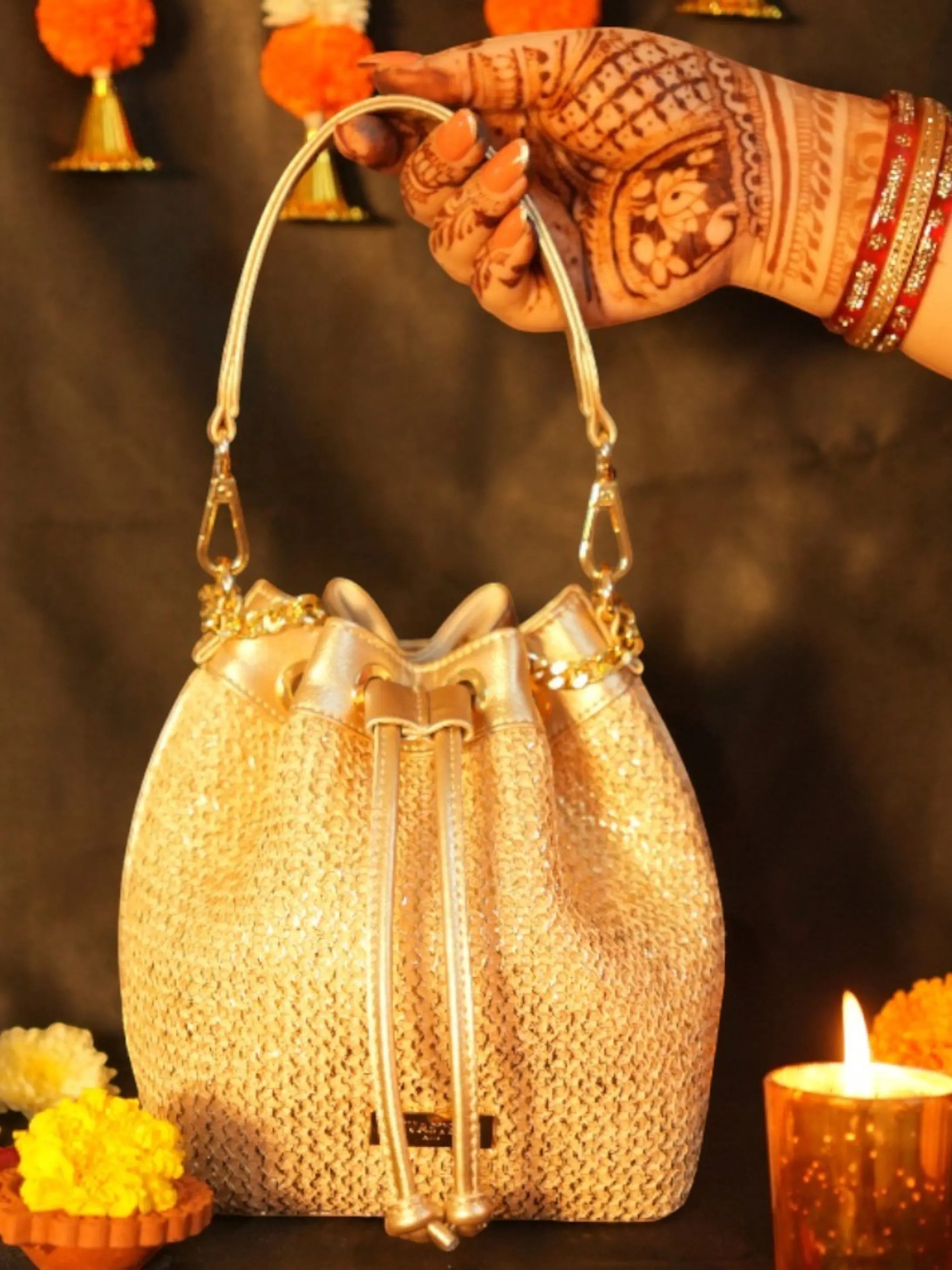 Evaara Bucket Bag - Classic Gold YuvaStree