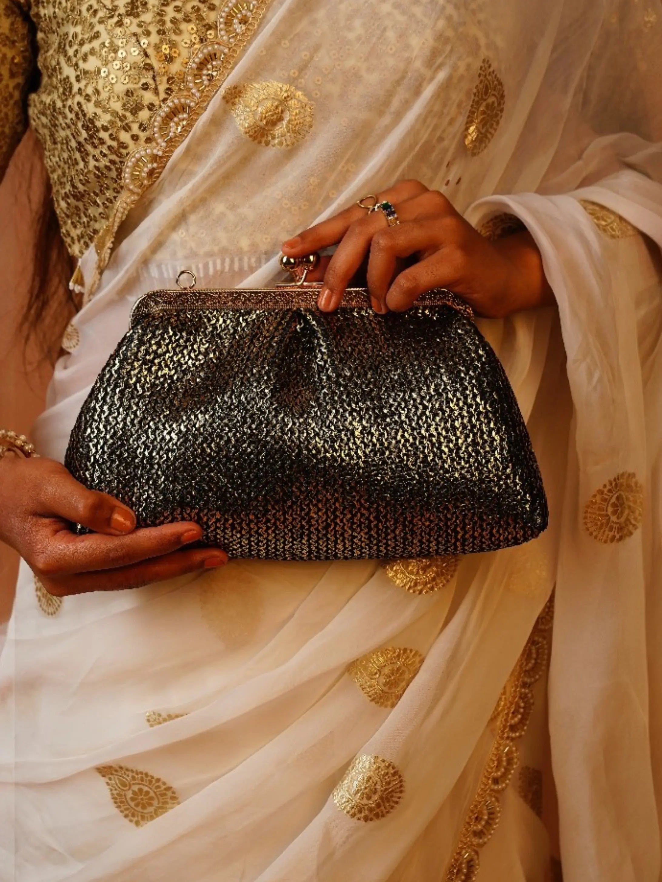 Aria Clutch - Midnight Gold YuvaStree