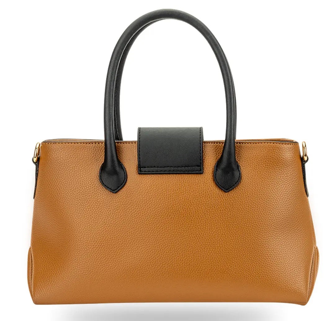 Aura Top Handle Bag - Tan Black YuvaStree