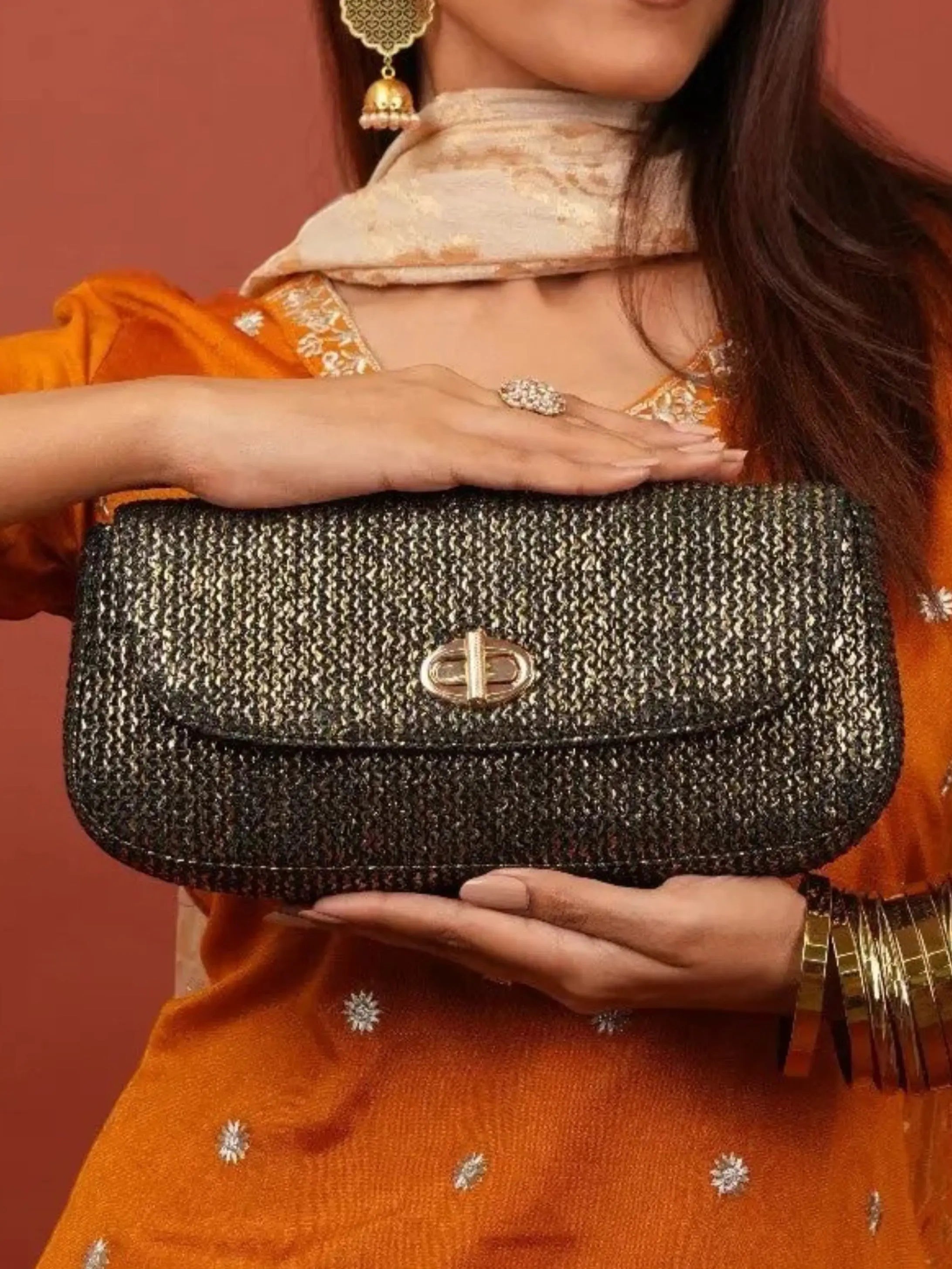 Elvina Clutch - Midnight Gold YuvaStree