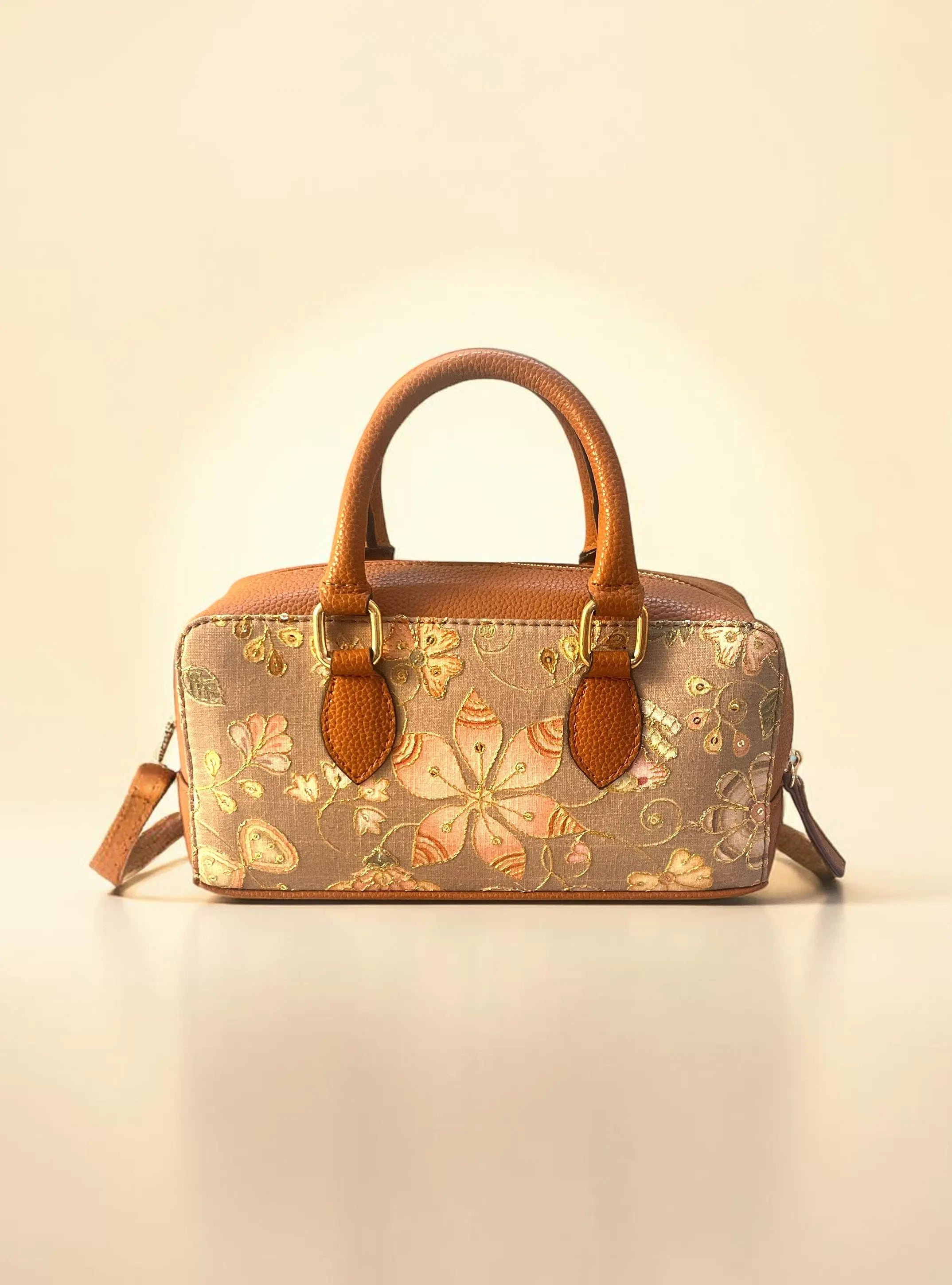Lume Boxy Crossbody Bag - Floral Tan YuvaStree