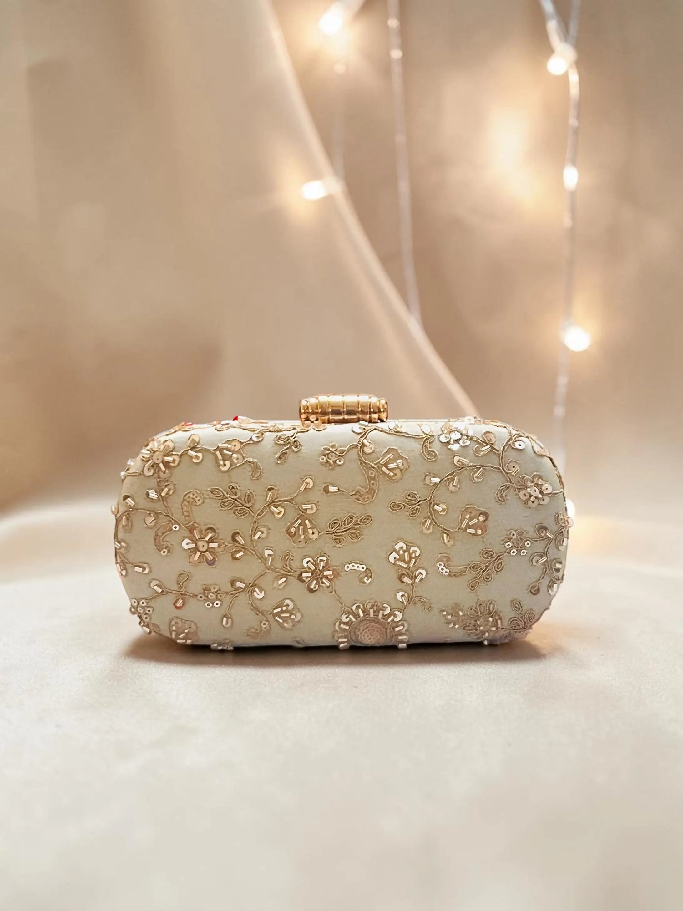 Noore Capsule Clutch - Gold YuvaStree