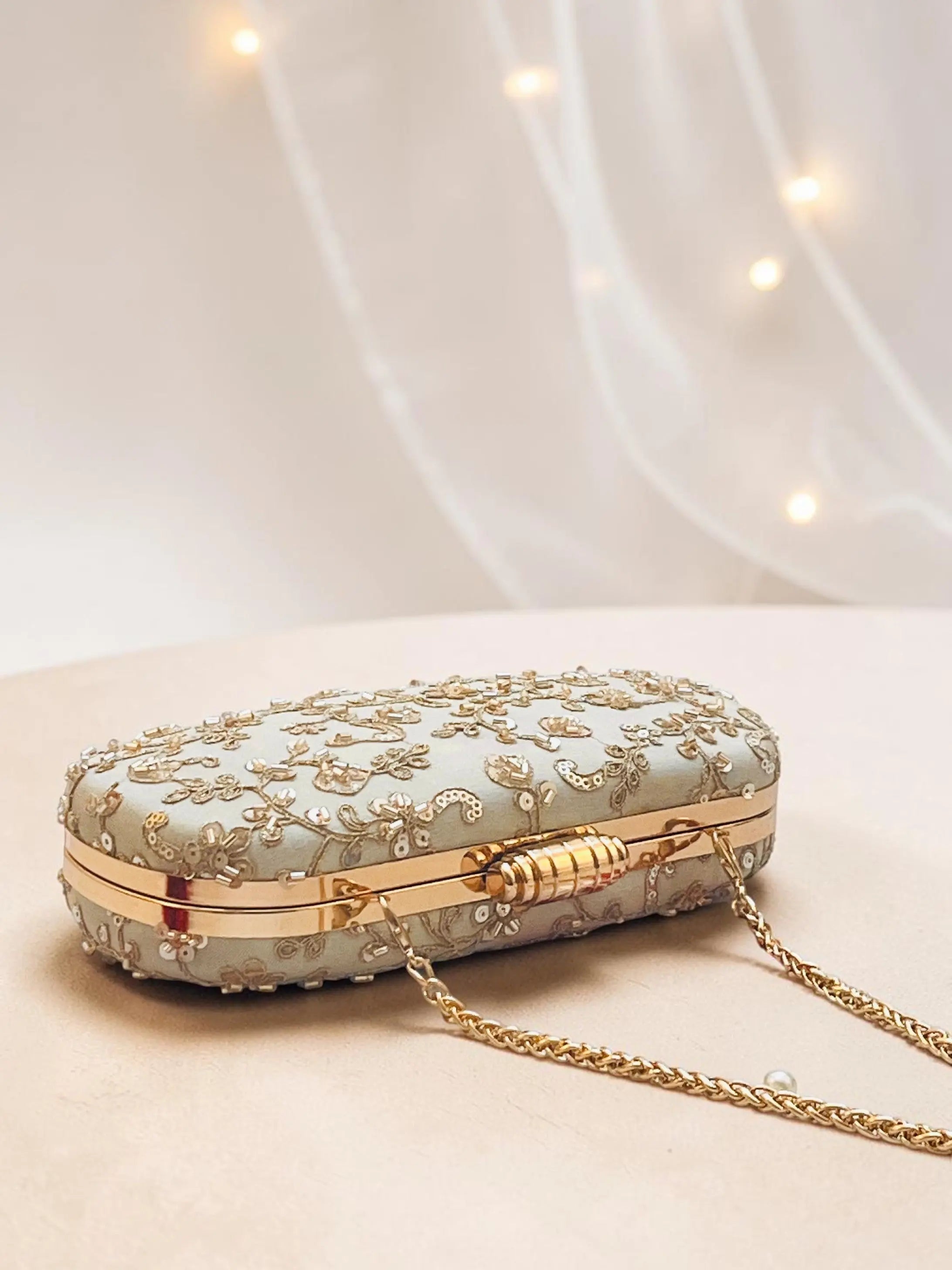 Noore Capsule Clutch - Gold YuvaStree