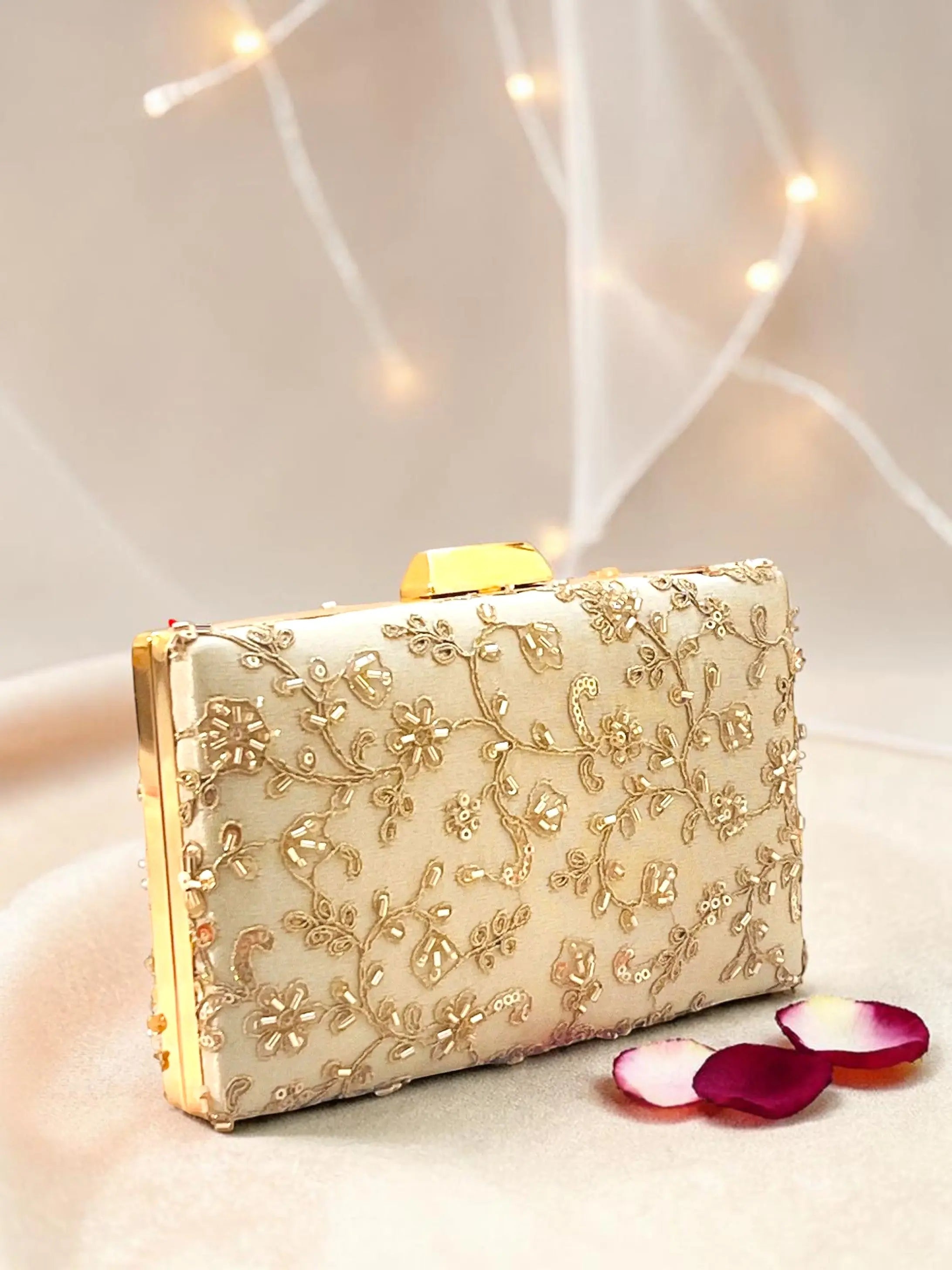 Annie Box Clutch - Gold YuvaStree