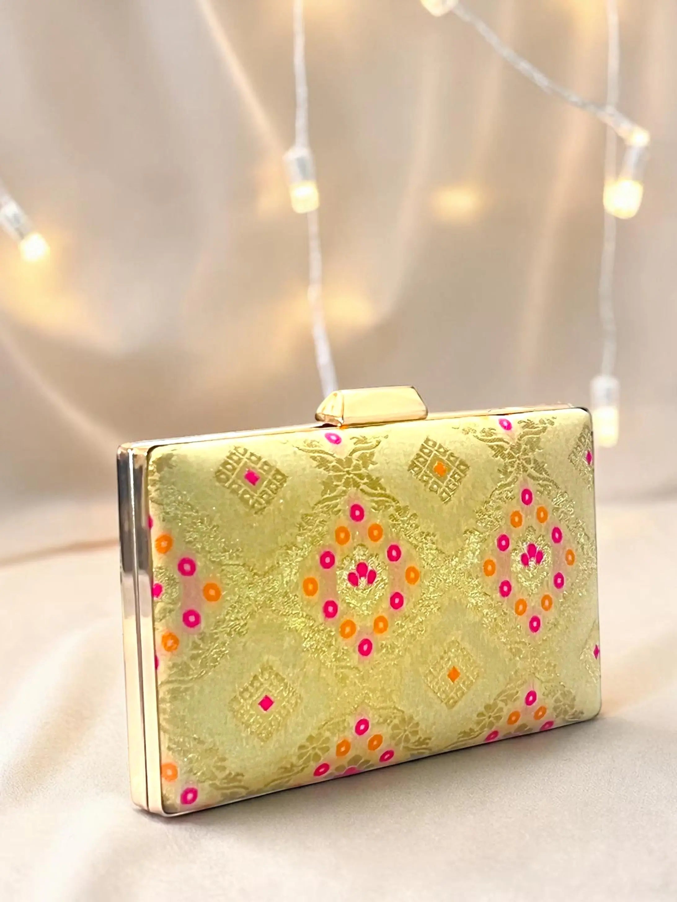 Annie Box Clutch - Beige Gold YuvaStree